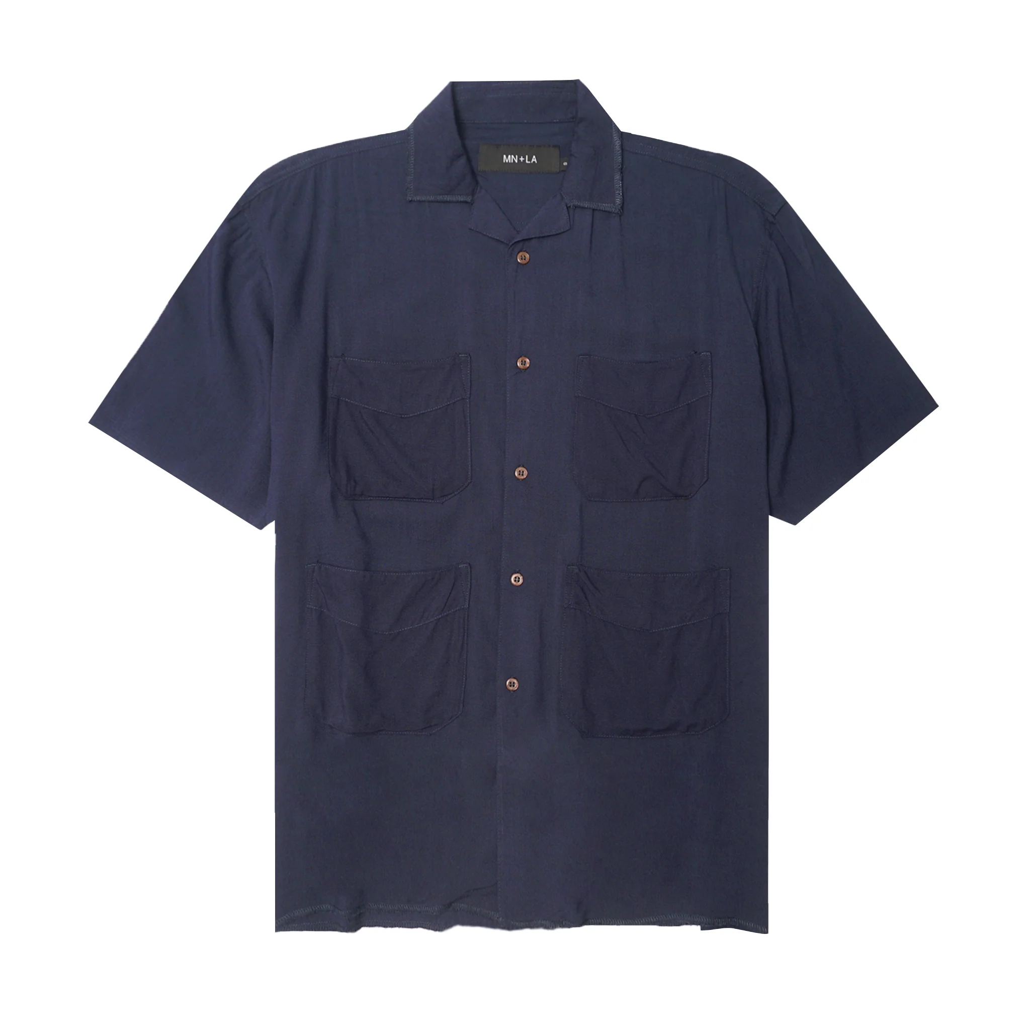 4 POCKET CUBAN SHIRT IN COBALT BLUE