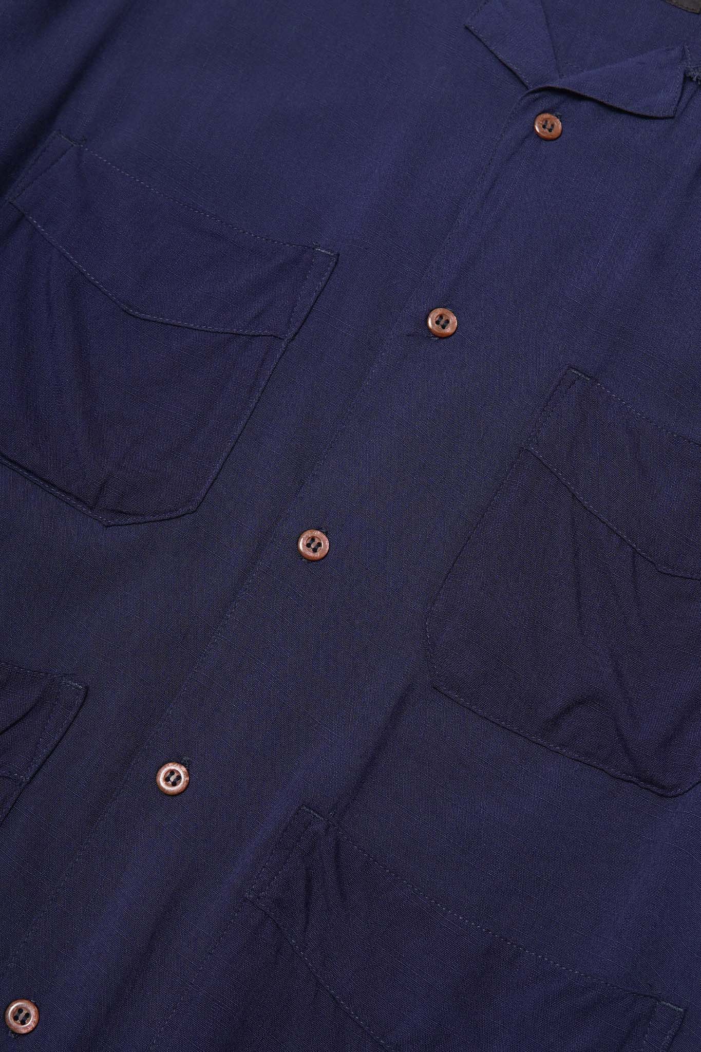 4 POCKET CUBAN SHIRT IN COBALT BLUE - Image 7