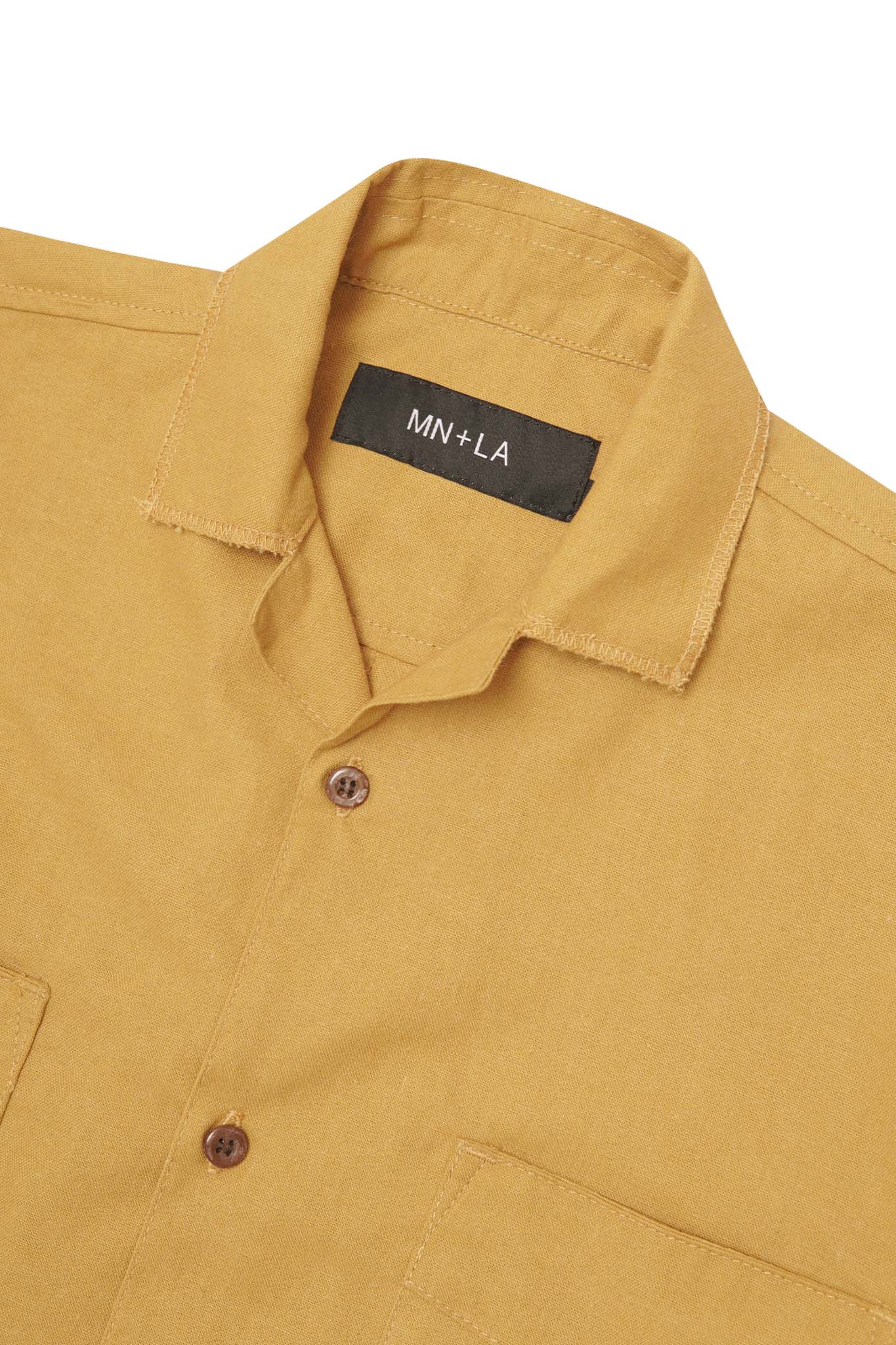 4 POCKET CUBAN SHIRT IN MUSTARD - Image 3