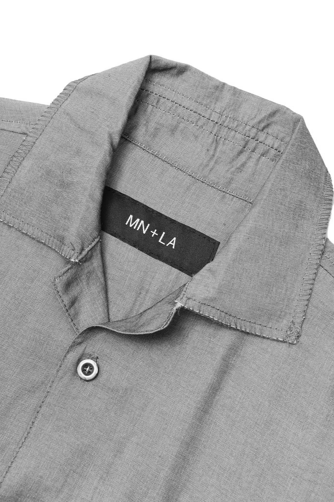 4 POCKET CUBAN SHIRT IN STONE GREY - Image 3