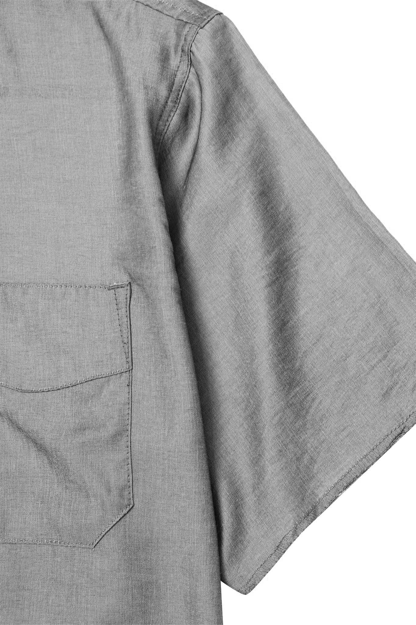 4 POCKET CUBAN SHIRT IN STONE GREY - Image 5