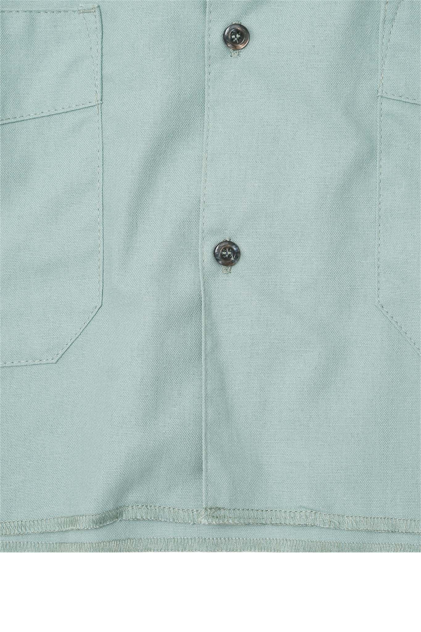 4 POCKET CUBAN SHIRT IN TEAL - Image 8