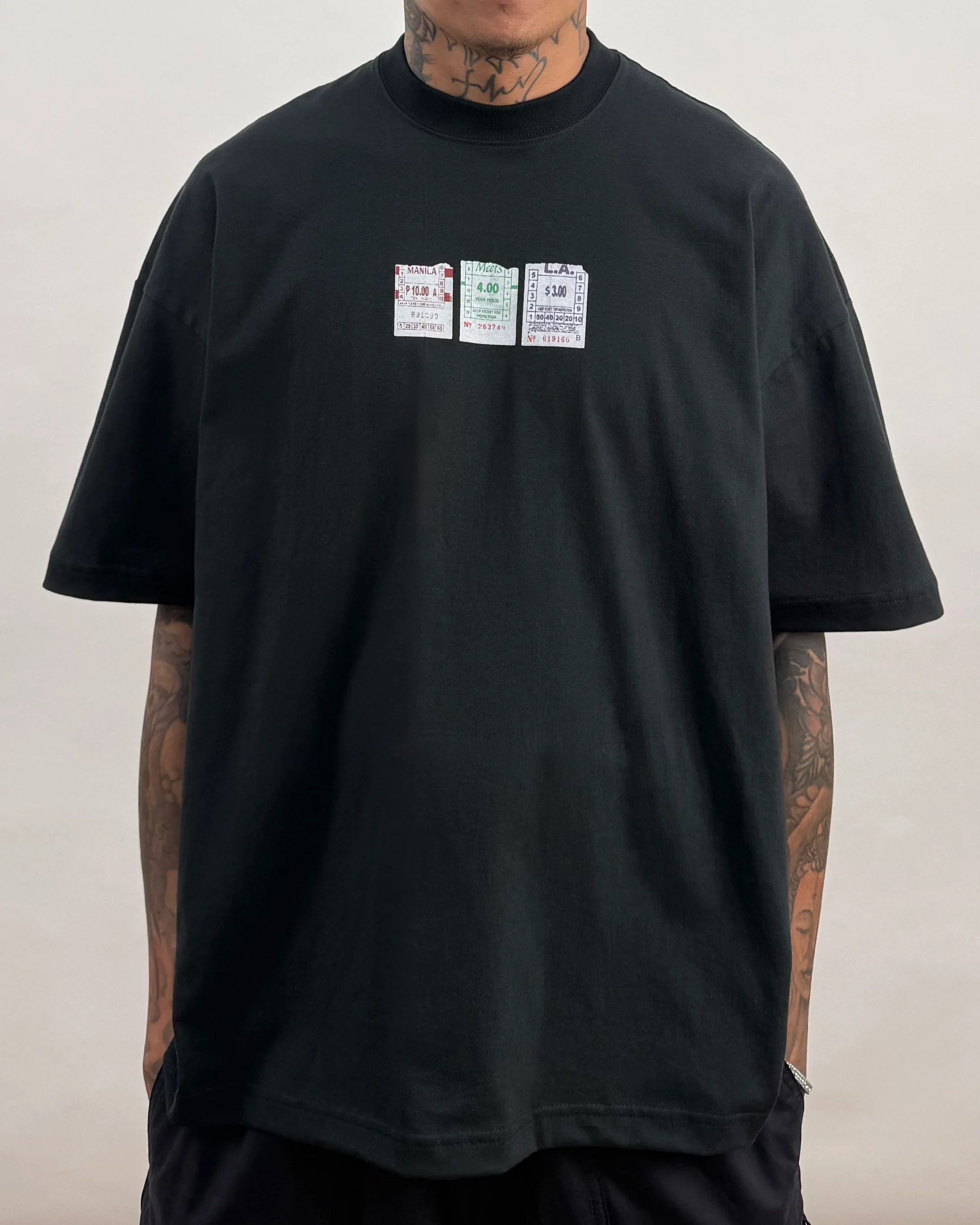 "BUS TIX" TEE IN CAVIAR - Image 2