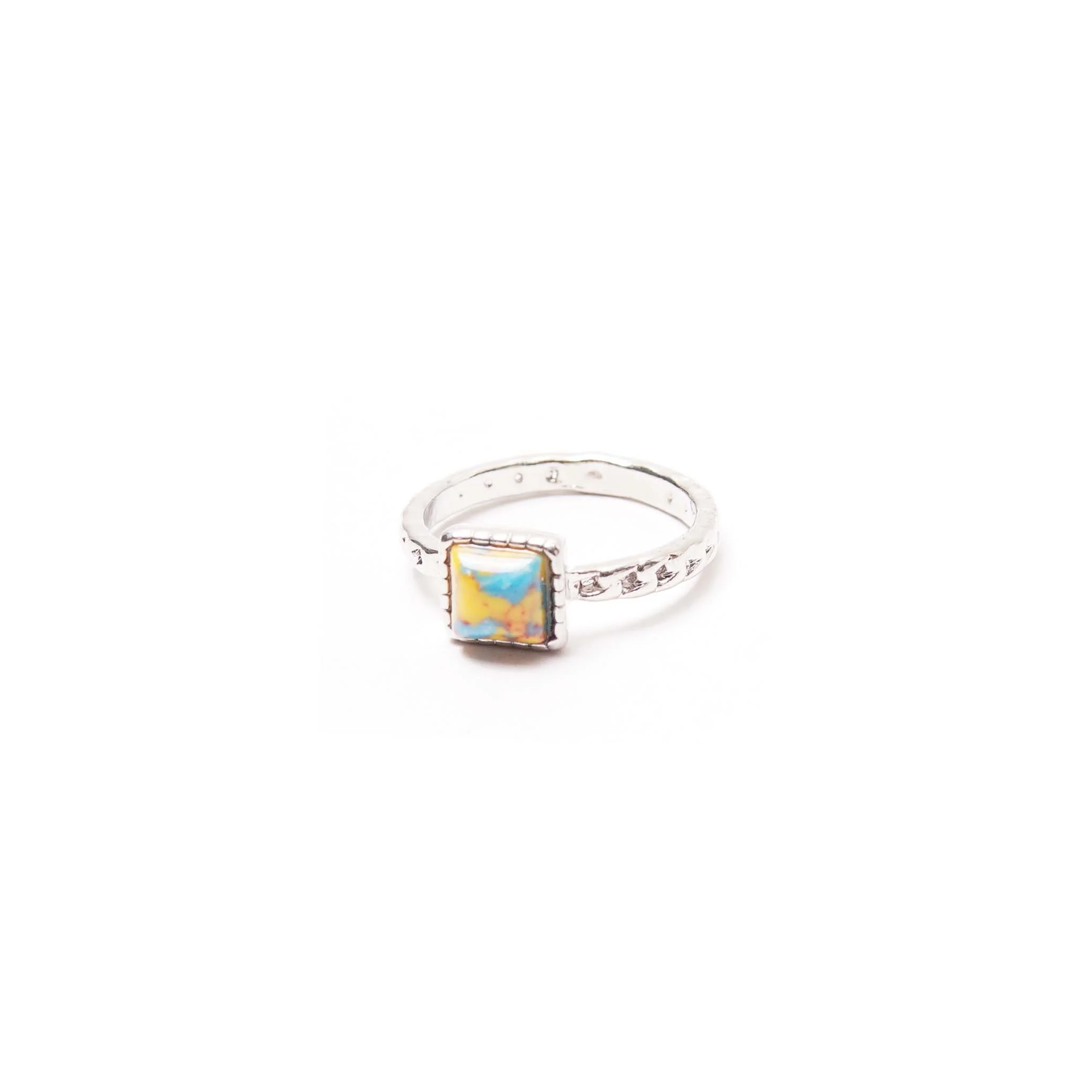 CUBE RING IN SOLAR TEAL