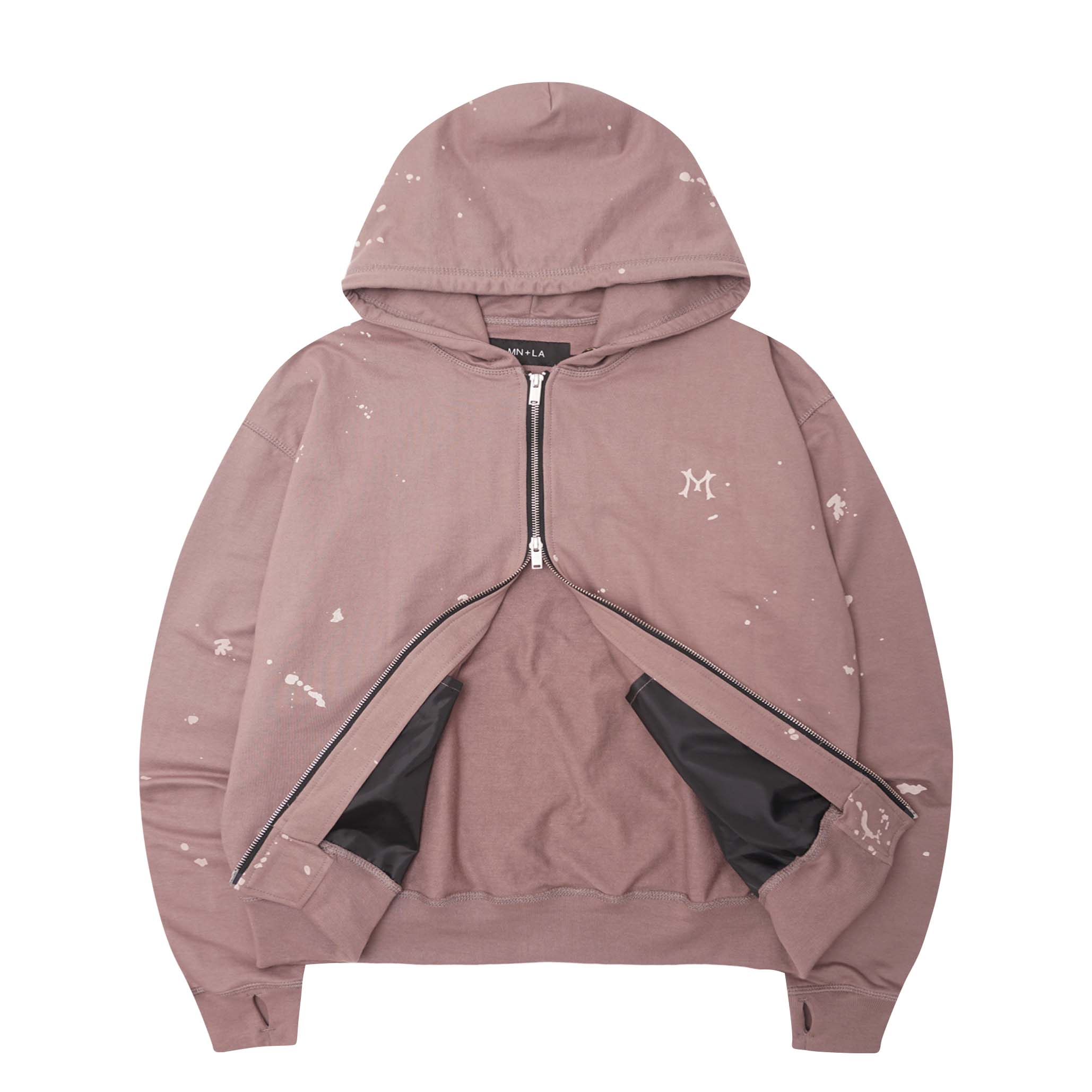 "HITTER" PAINTER'S ZIP HOODIE IN MAUVE - Image 3