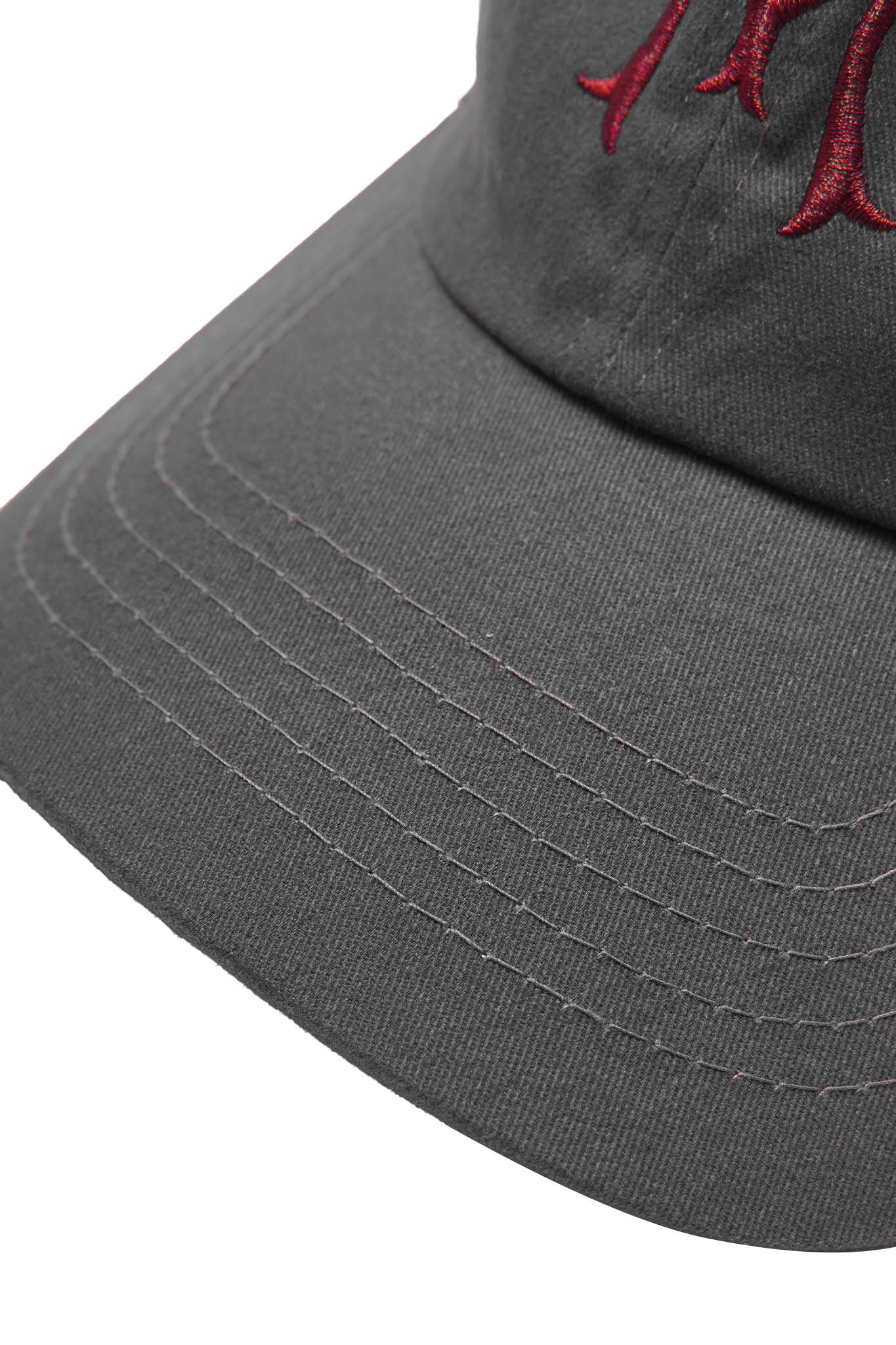 "HITTER" V3 6 PANEL HAT IN CHARCOAL GREY/RARRI RED - Image 7