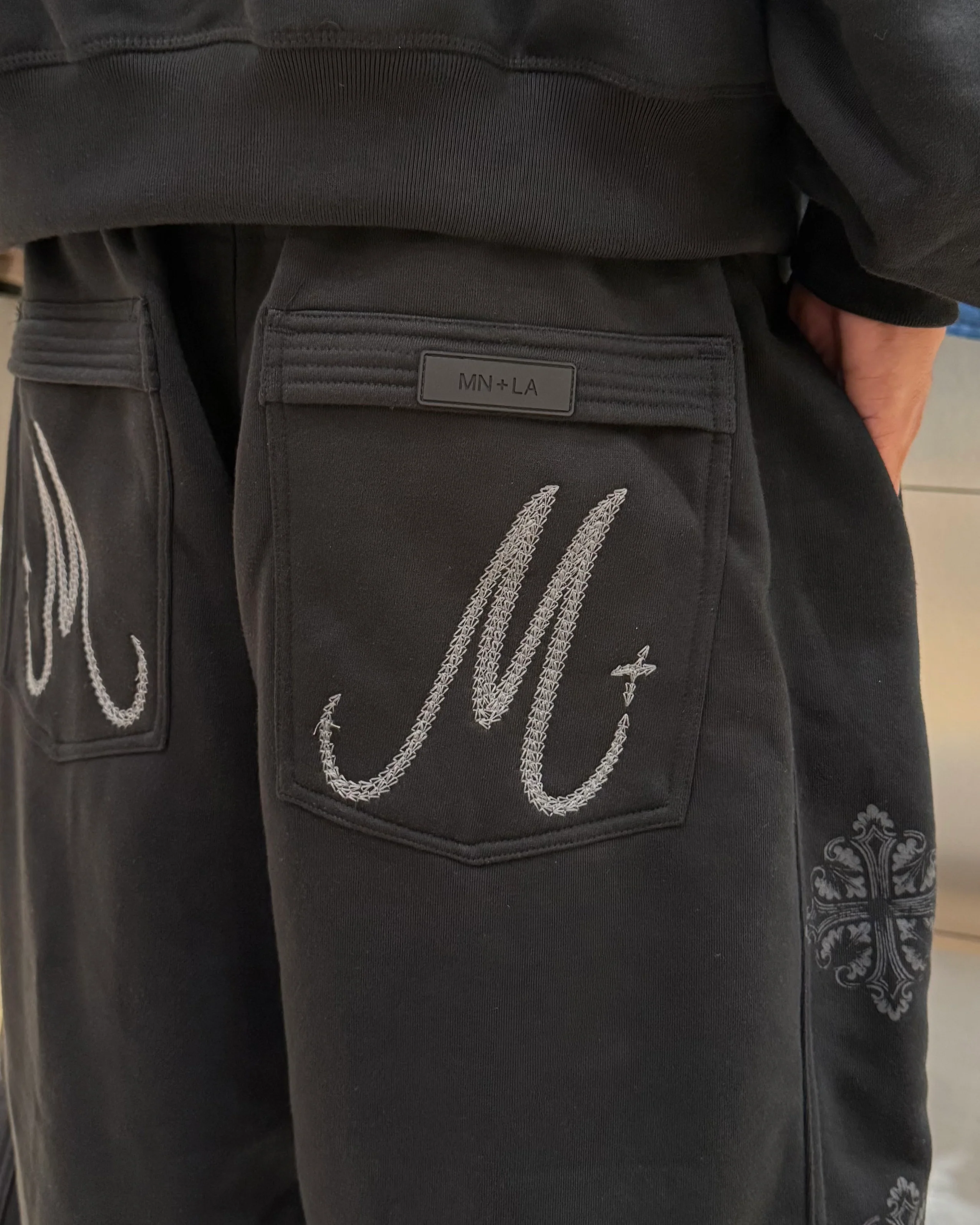 "IRON CROSS" PHAT PANTS IN CAVIAR - Image 6
