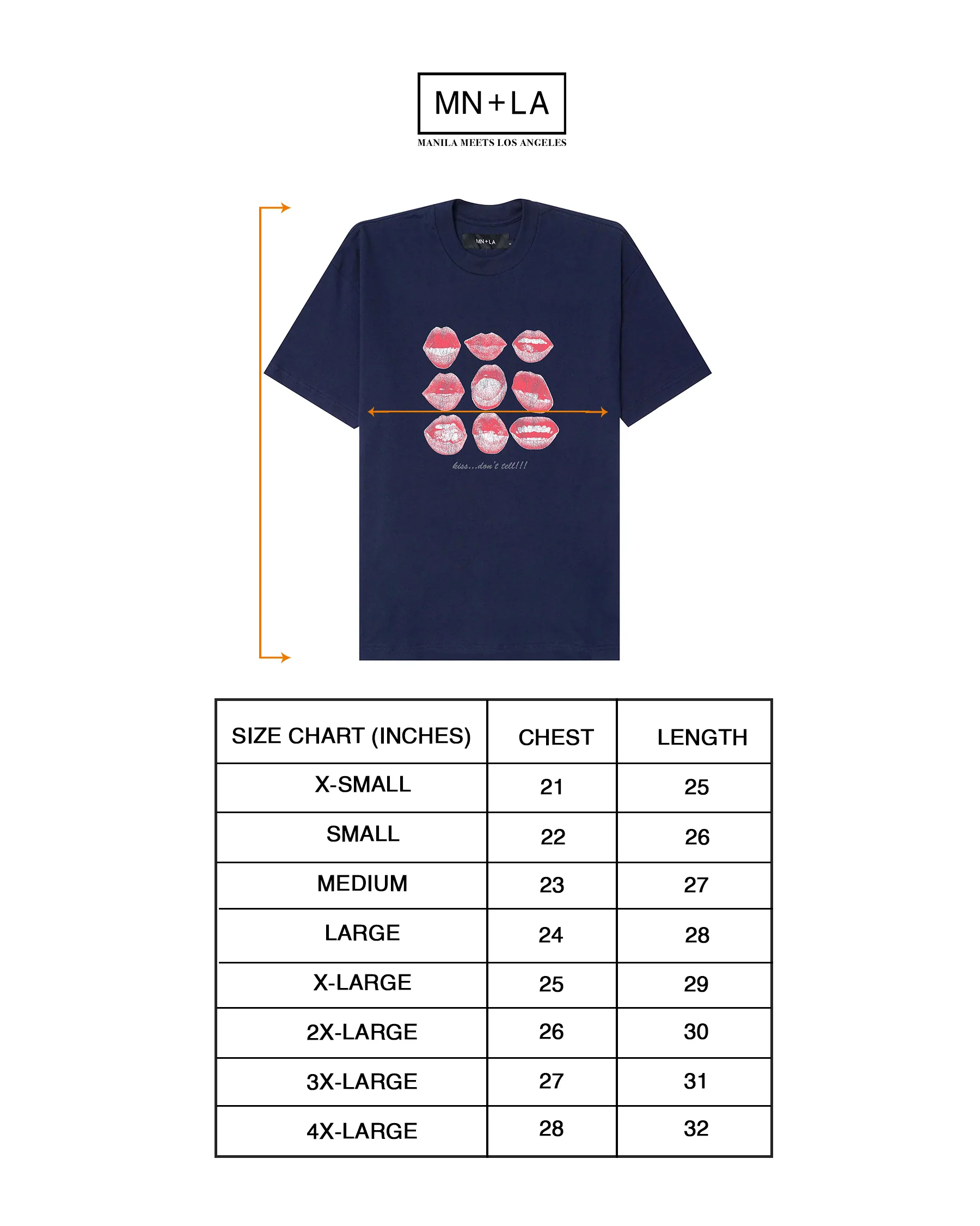 "KISS...DON'T TELL" TEE IN NAVY - Image 4