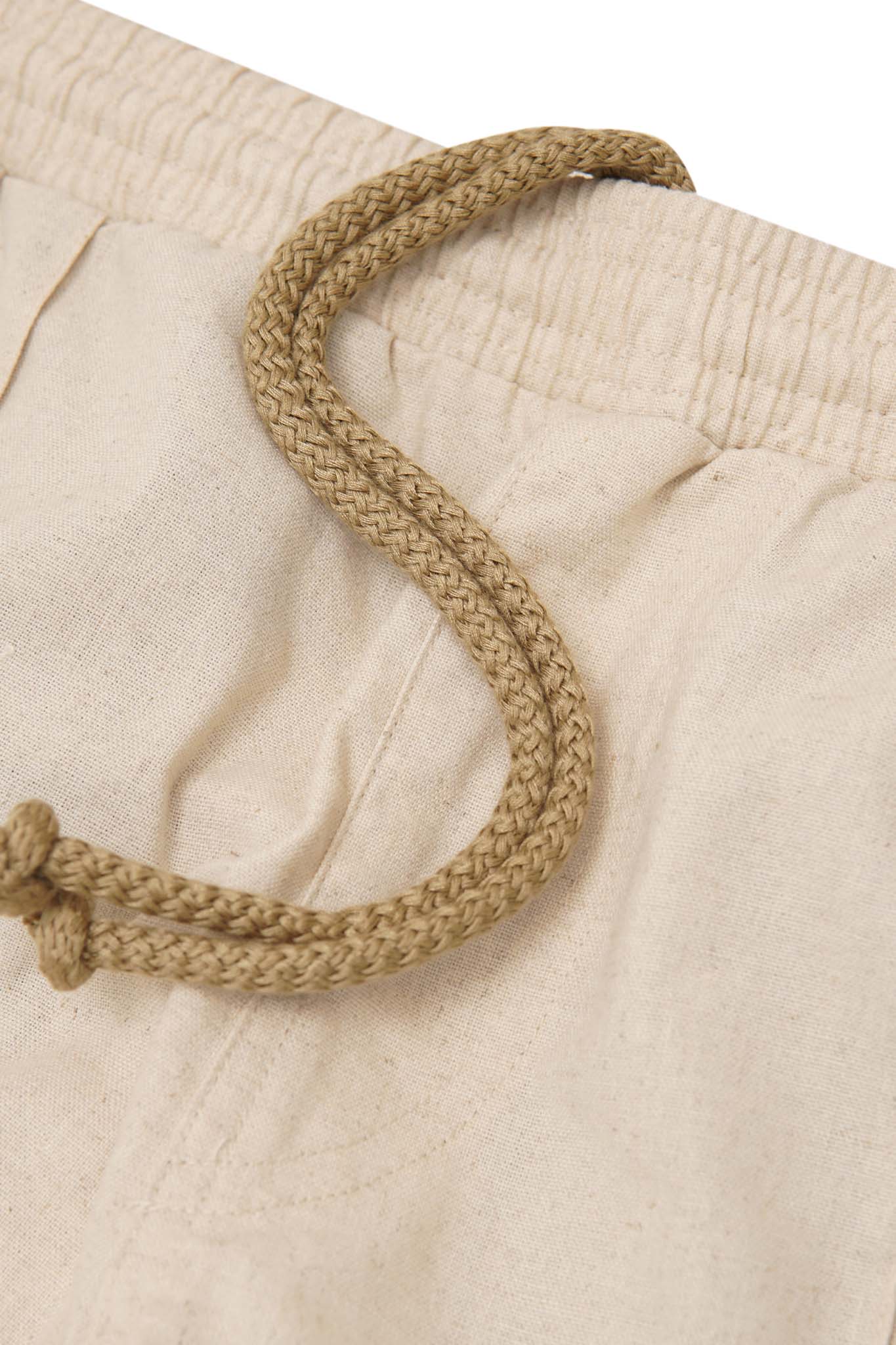 LINEN PLEATED WIDE PANTS IN OAT/OLIVE - Image 6