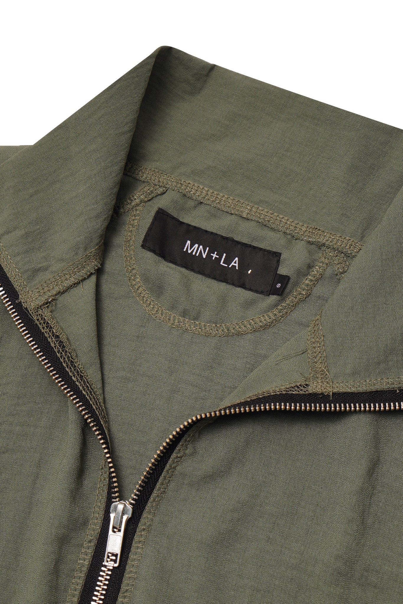 LINEN QUARTER ZIP L/S TEE V2 IN MOSS - Image 5