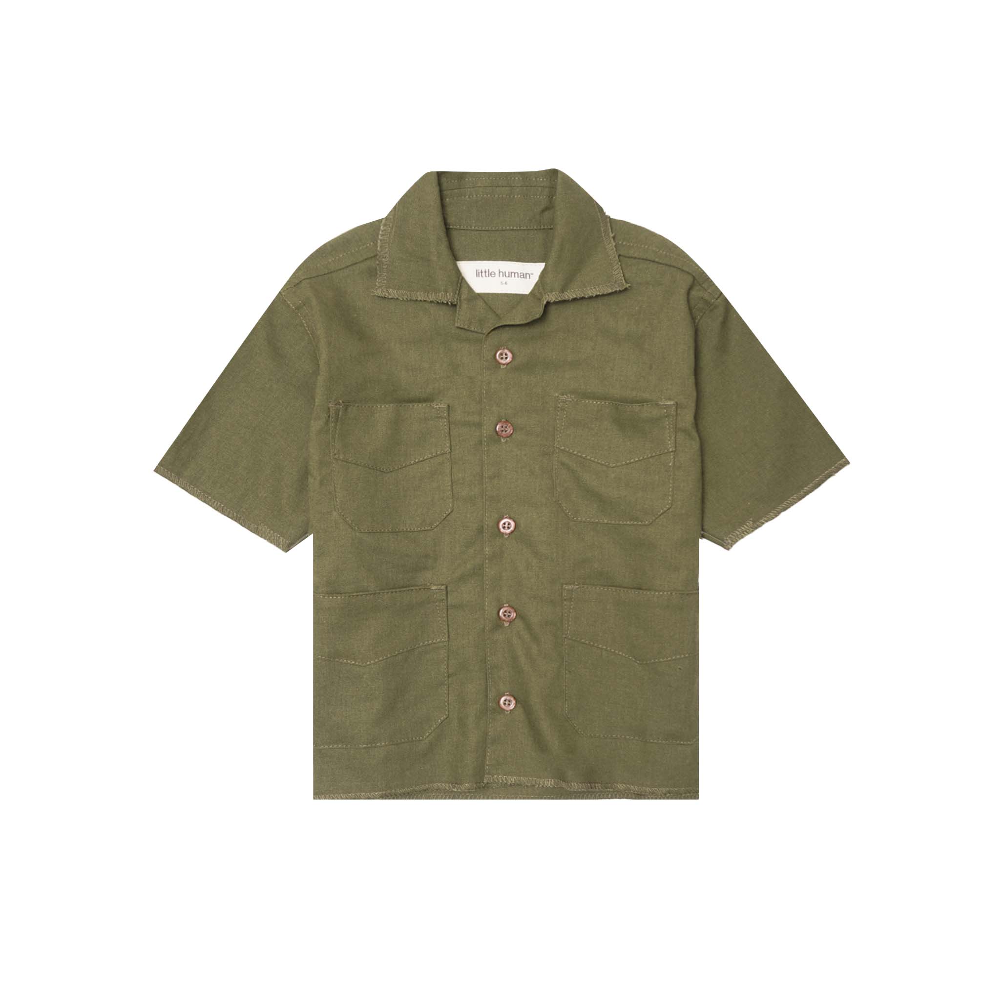 LITTLE HUMAN™ 4 POCKET CUBAN SHIRT IN OLIVE