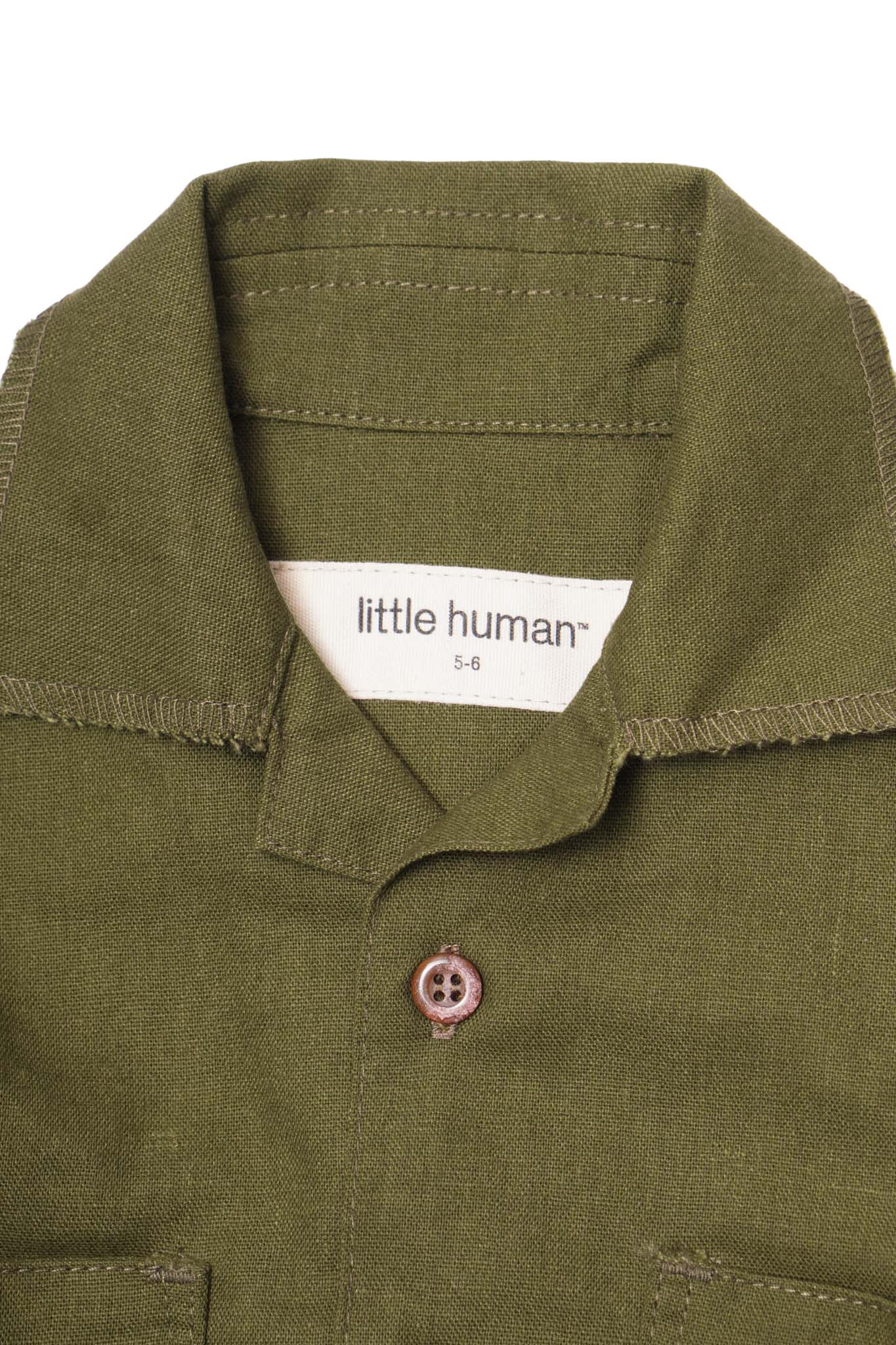LITTLE HUMAN™ 4 POCKET CUBAN SHIRT IN OLIVE - Image 2
