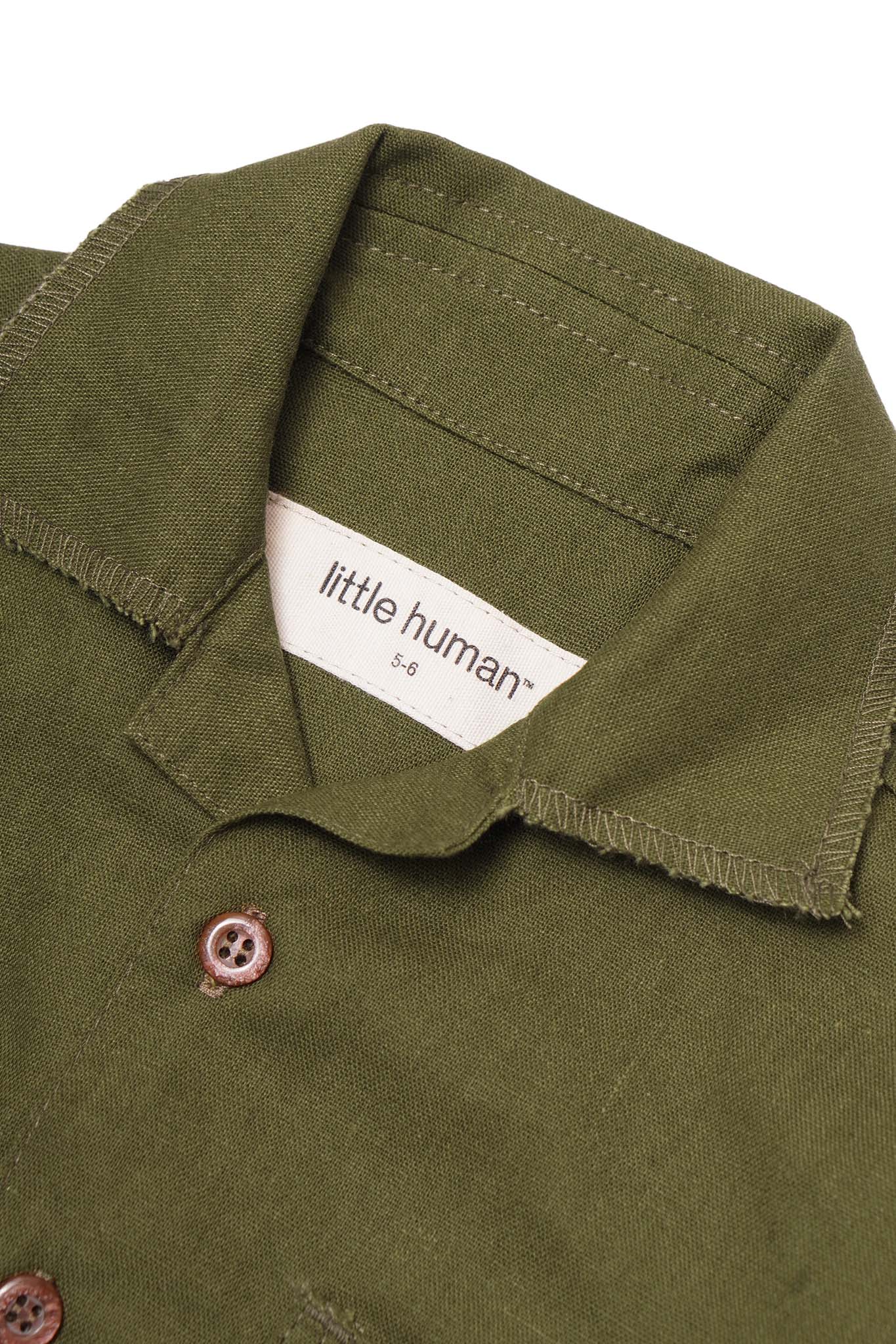 LITTLE HUMAN™ 4 POCKET CUBAN SHIRT IN OLIVE - Image 3