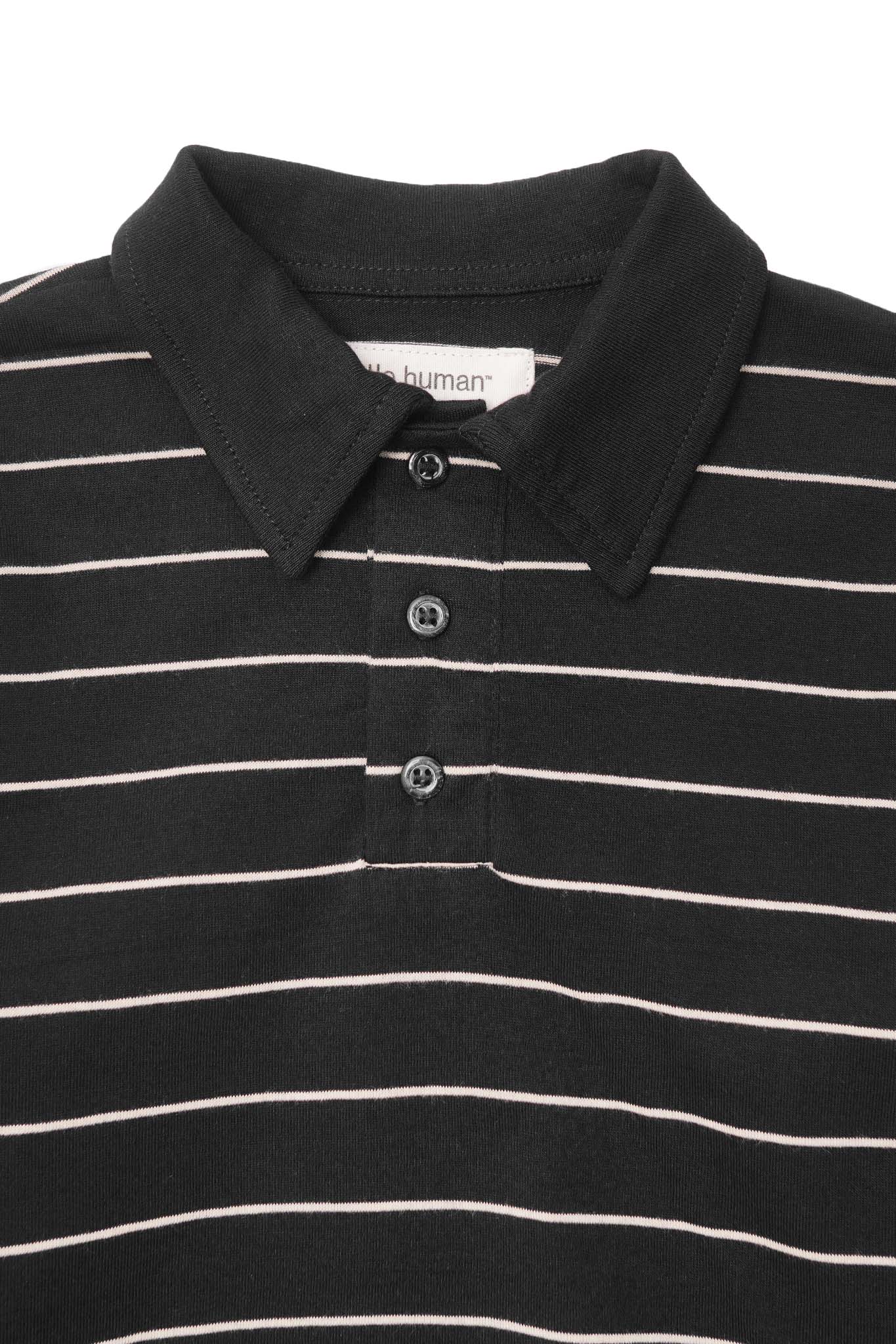 LITTLE HUMAN™ STRIPED RUGBY L/S TEE IN ANTHRACITE/BONE - Image 2