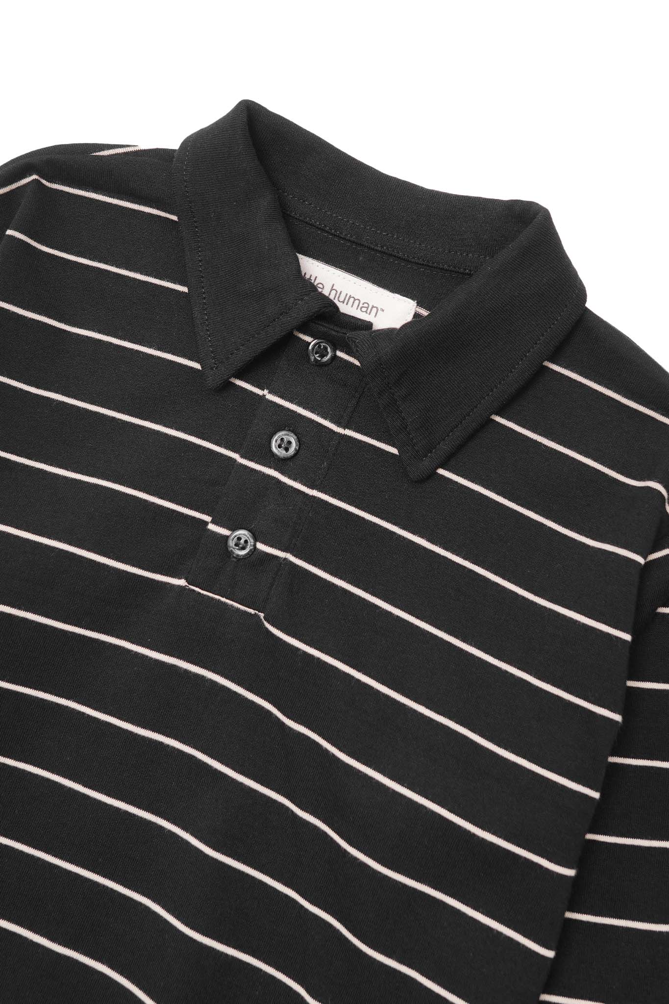 LITTLE HUMAN™ STRIPED RUGBY L/S TEE IN ANTHRACITE/BONE - Image 3