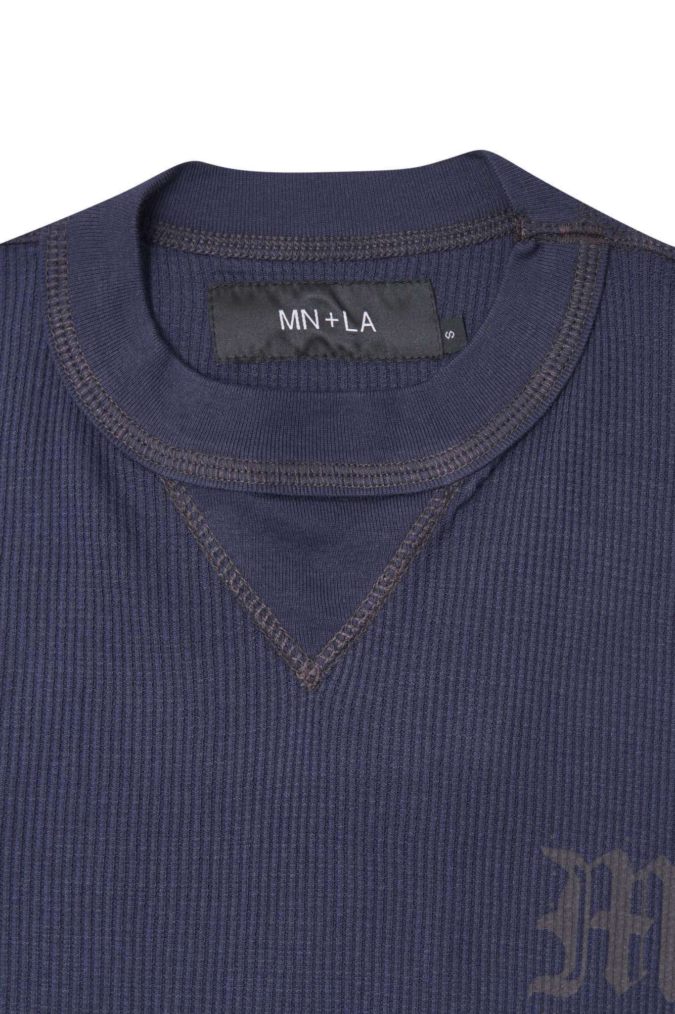 “M’$ SPECK V2” WAFFLE TEE IN NAVY - Image 3