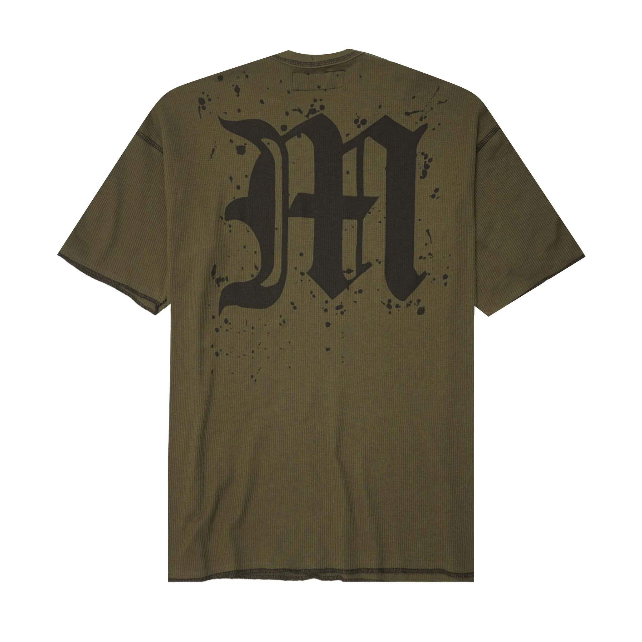 “M’$ SPECK V2” WAFFLE TEE IN OLIVE - Image 2