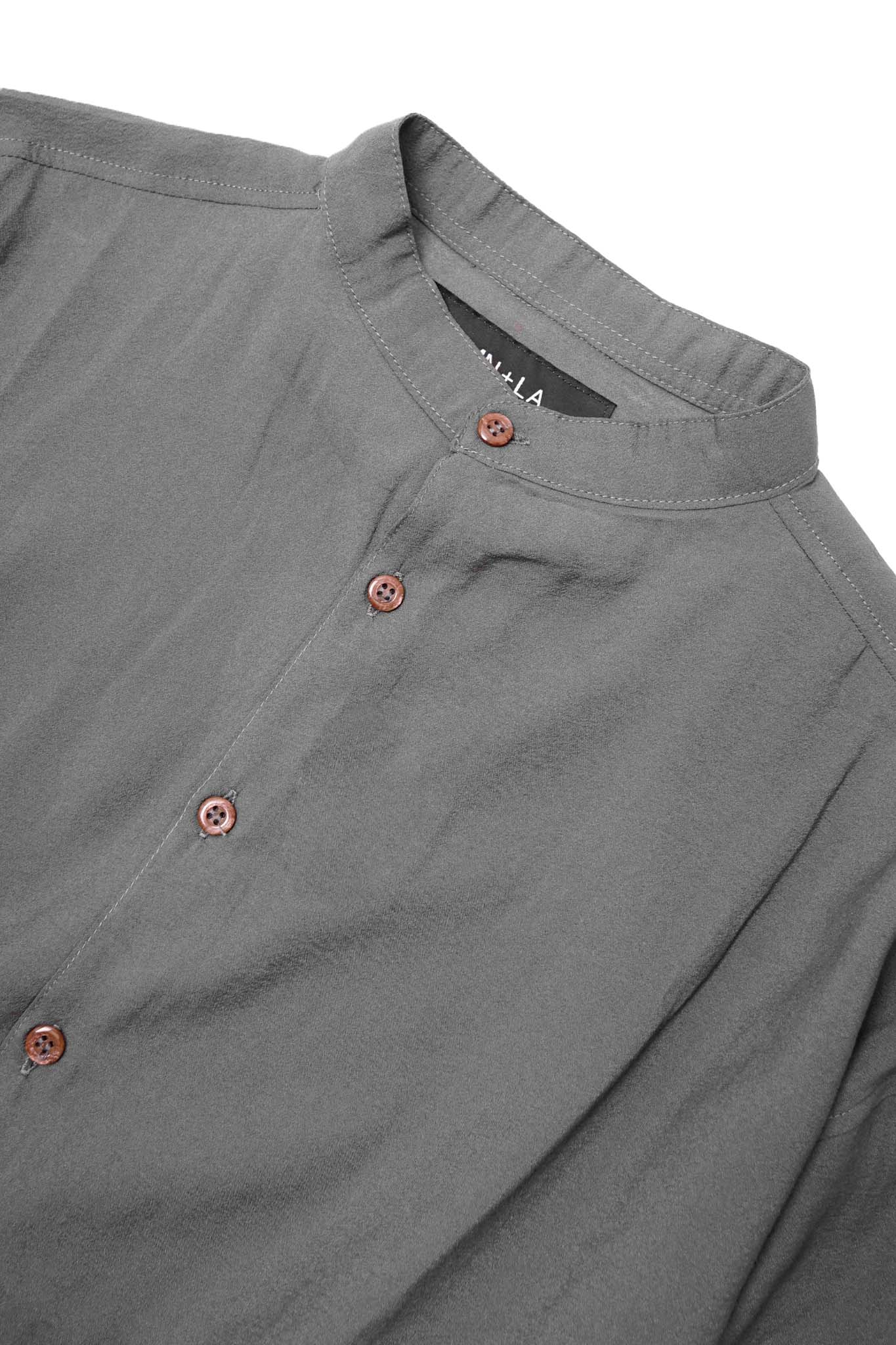 MANDARIN L/S SHIRT IN IRON GREY - Image 3