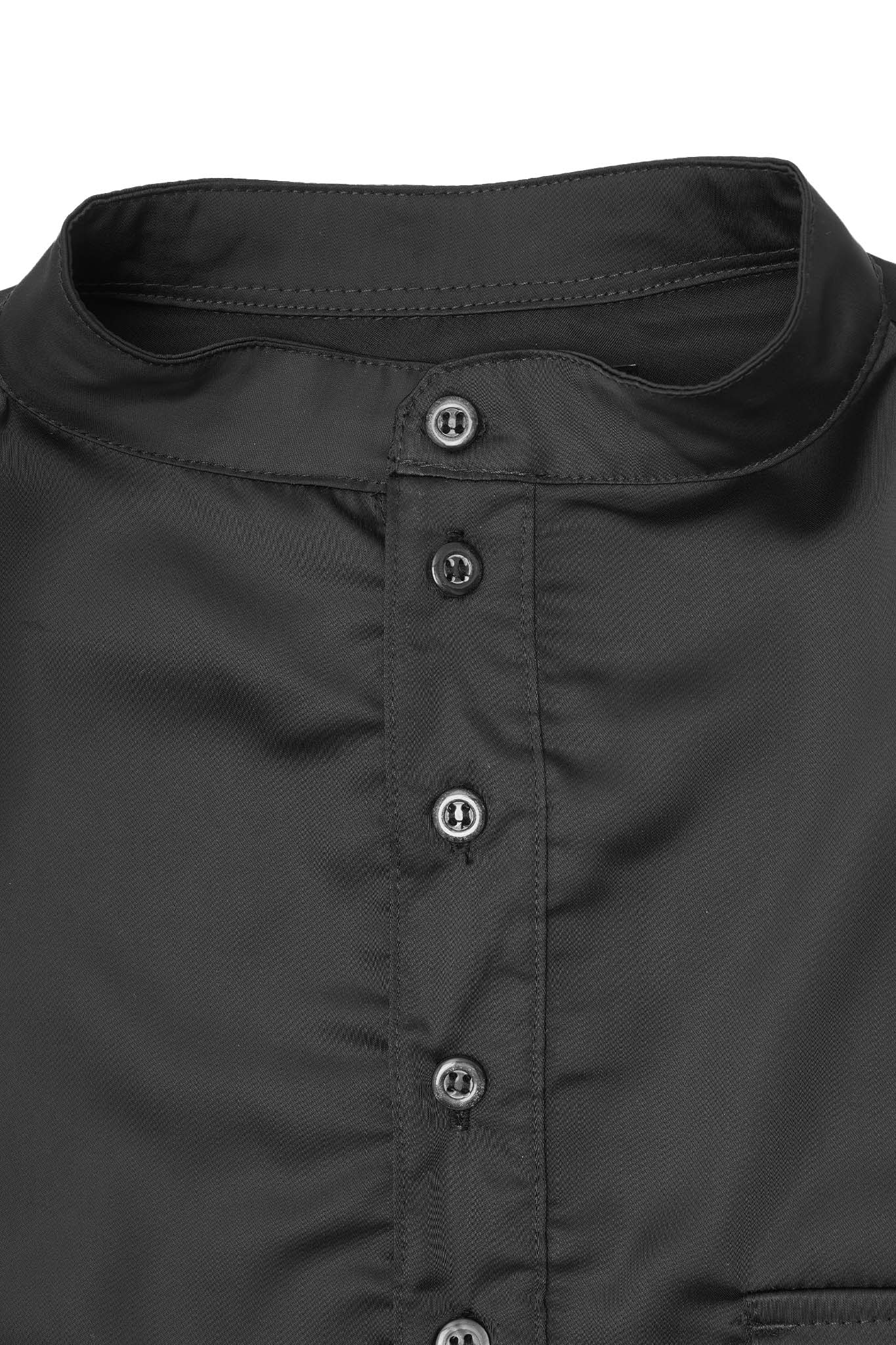 MANDARIN QUARTER L/S SHIRT IN CAVIAR - Image 2