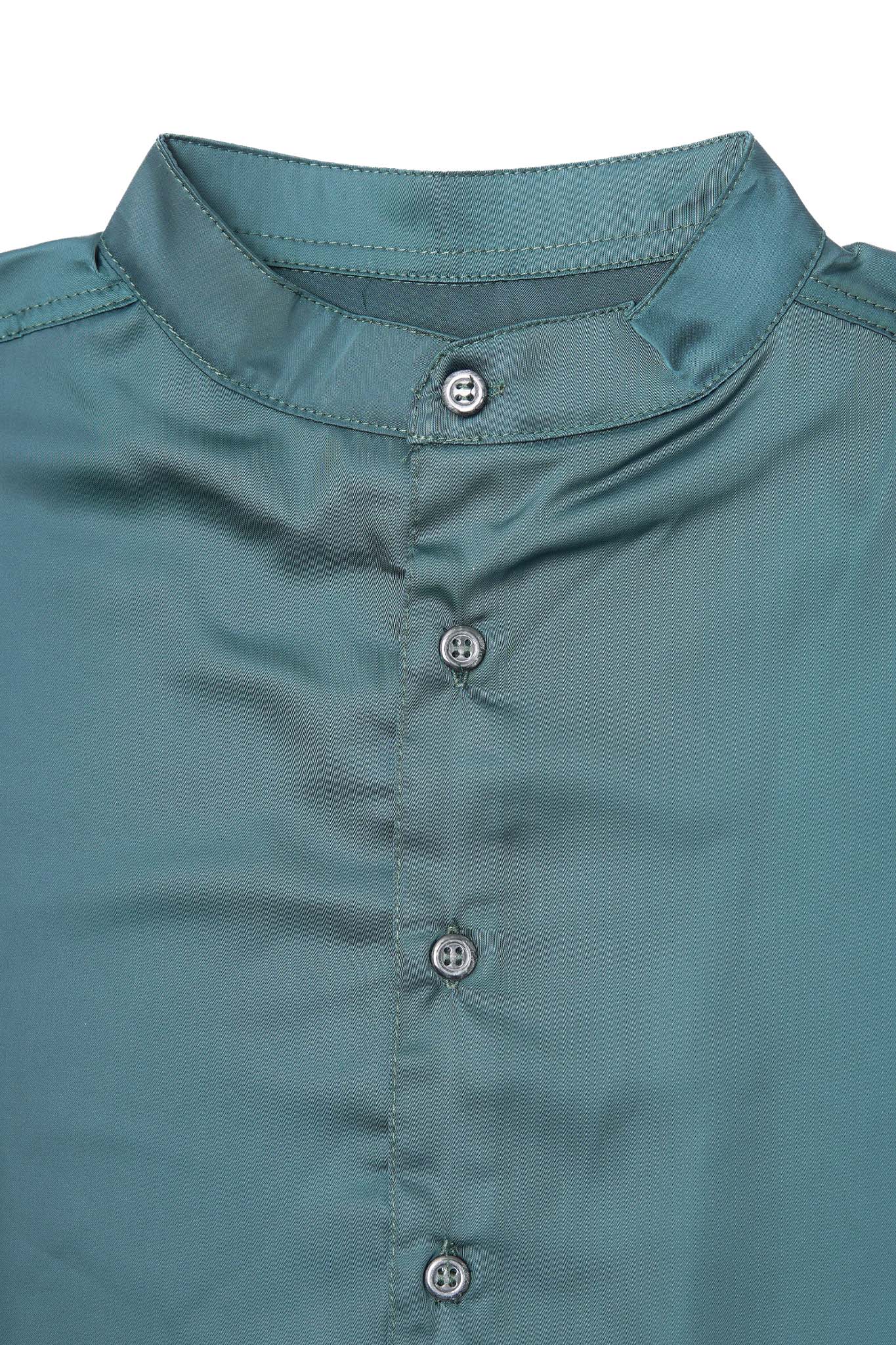 MANDARIN S/S SHIRT IN EMERALD - Image 2