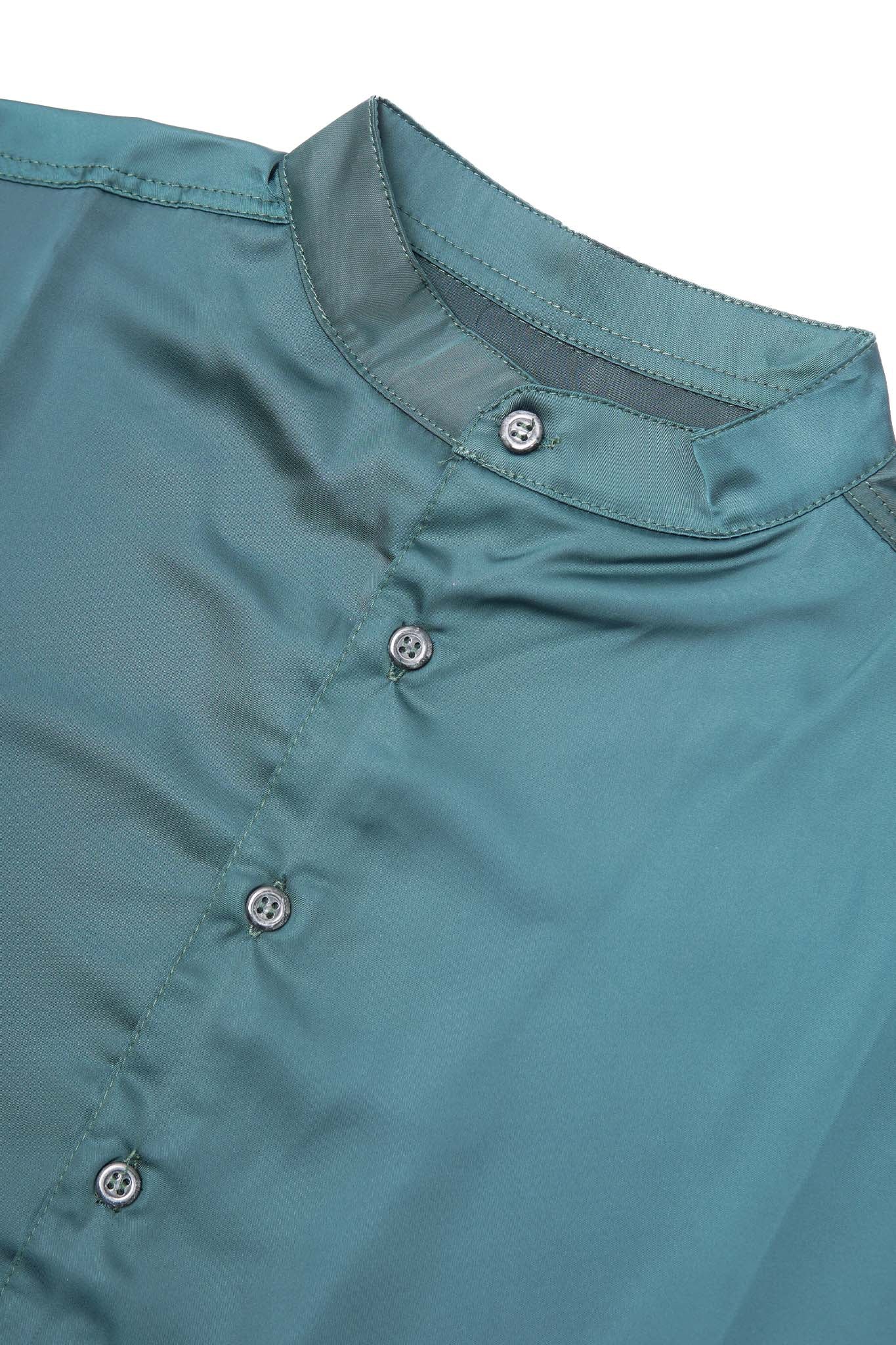 MANDARIN S/S SHIRT IN EMERALD - Image 3