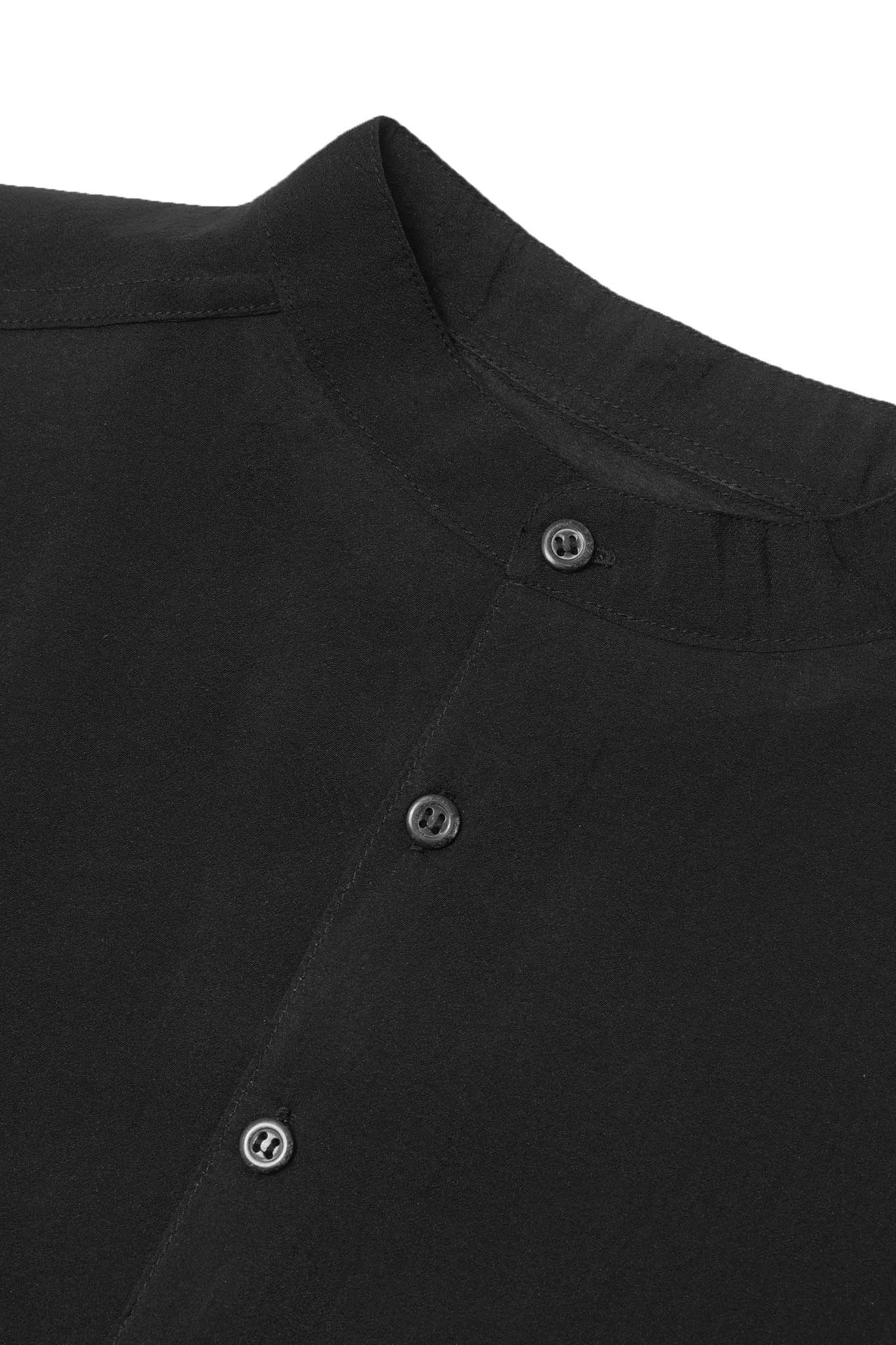MANDARIN S/S SHIRT IN NOIR - Image 3
