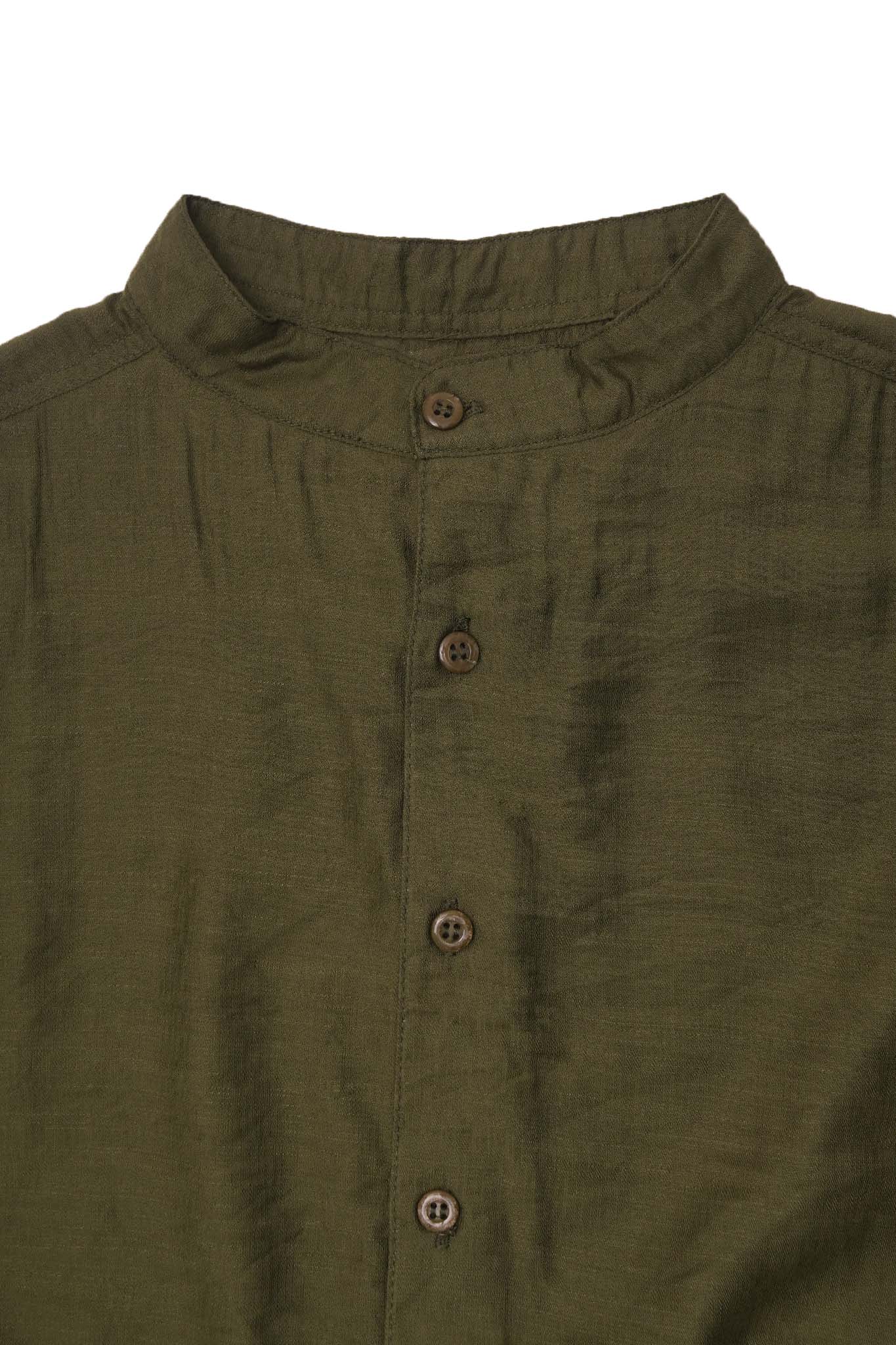 MANDARIN S/S SHIRT IN OLIVE - Image 3