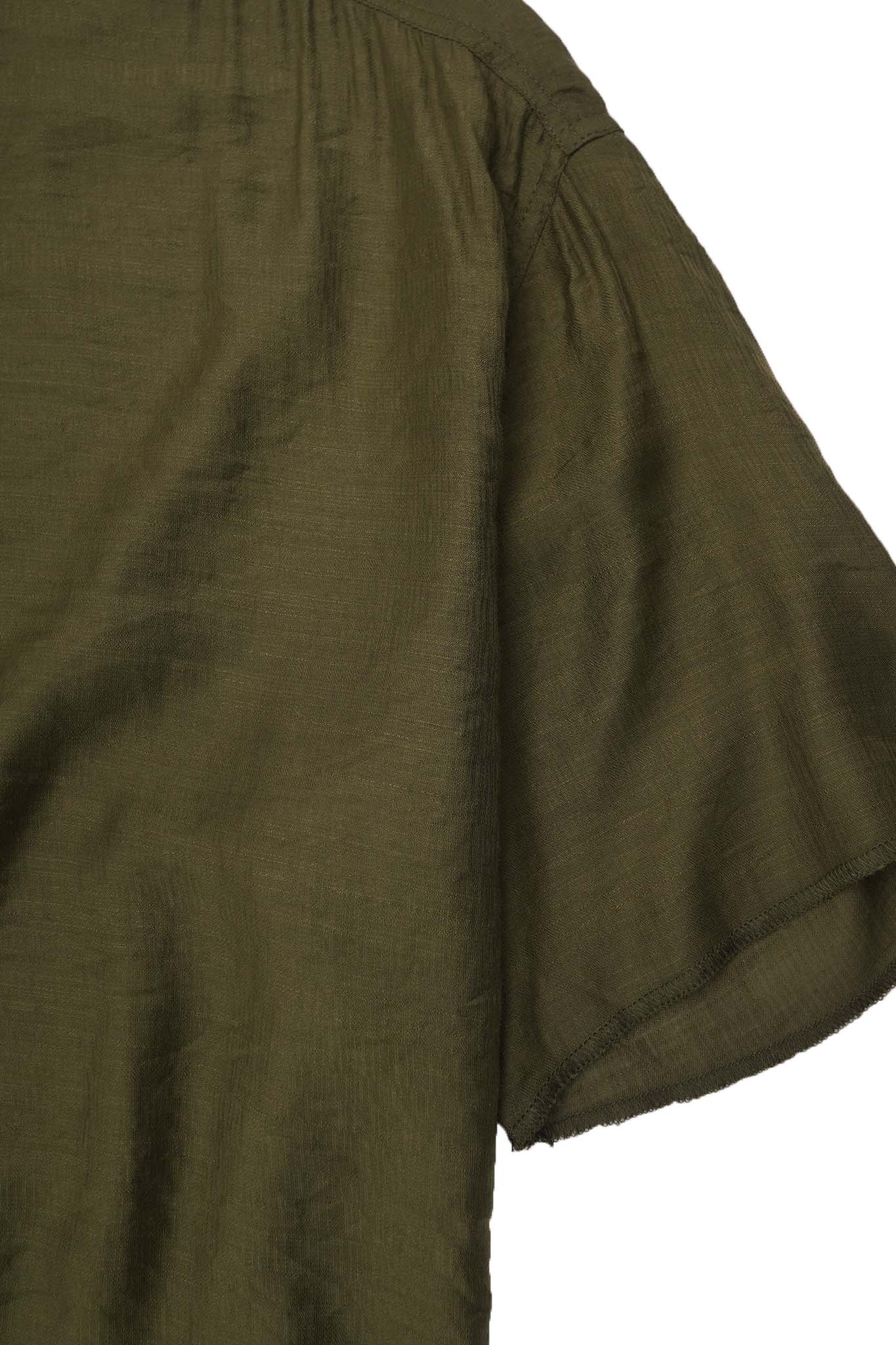 MANDARIN S/S SHIRT IN OLIVE - Image 5