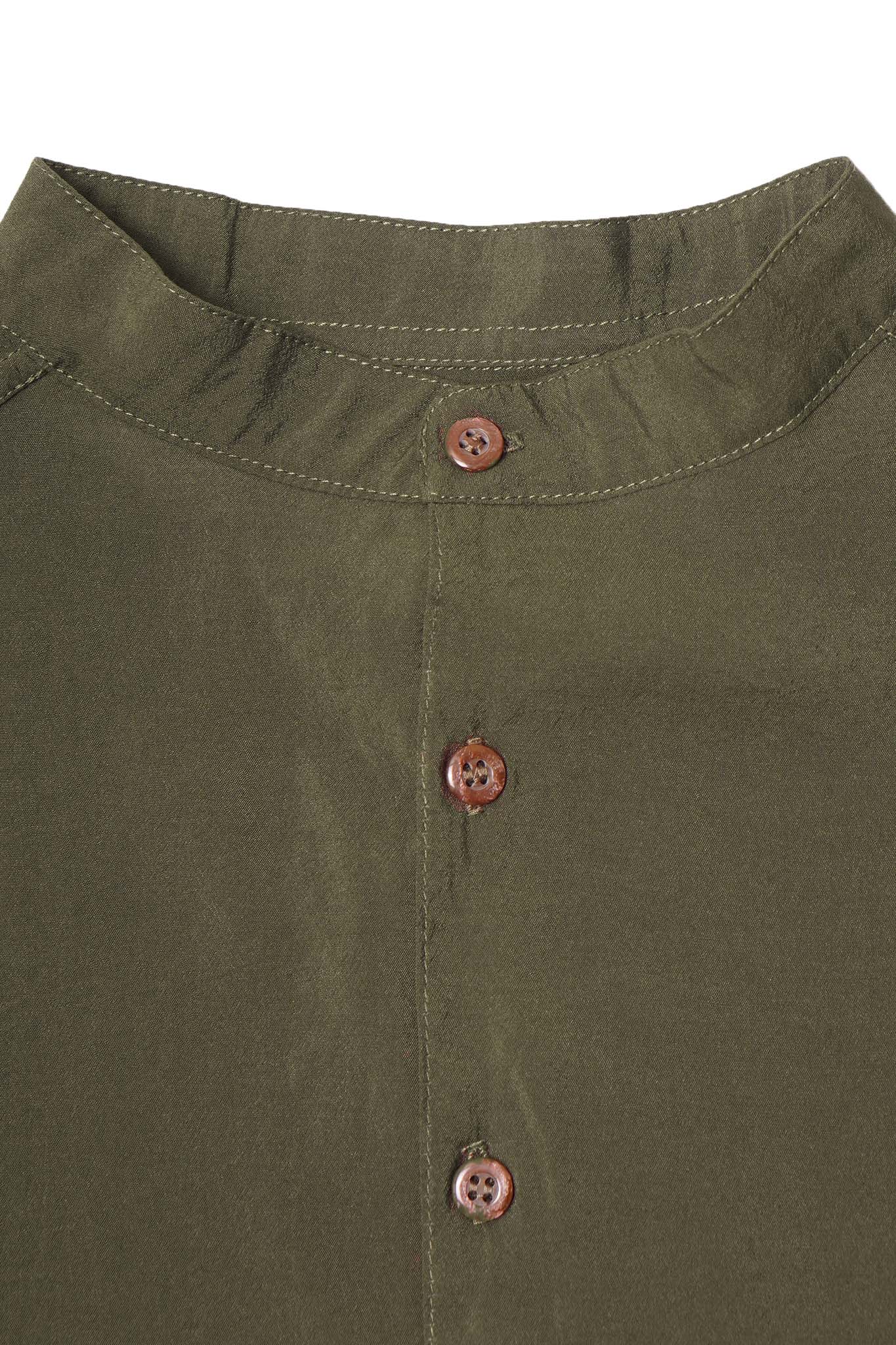 MANDARIN S/S SHIRT IN OLIVE DRAB - Image 2