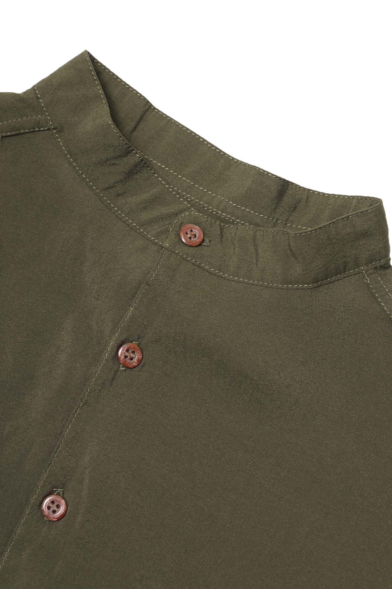 MANDARIN S/S SHIRT IN OLIVE DRAB - Image 3