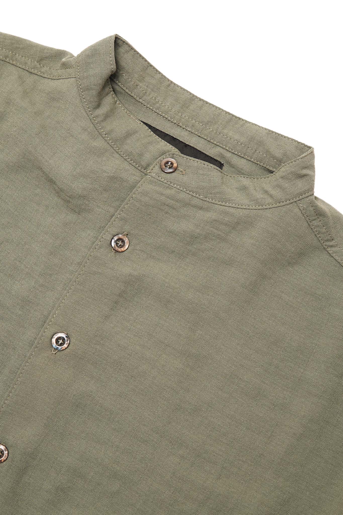MANDARIN S/S SHIRT IN SAGE - Image 3
