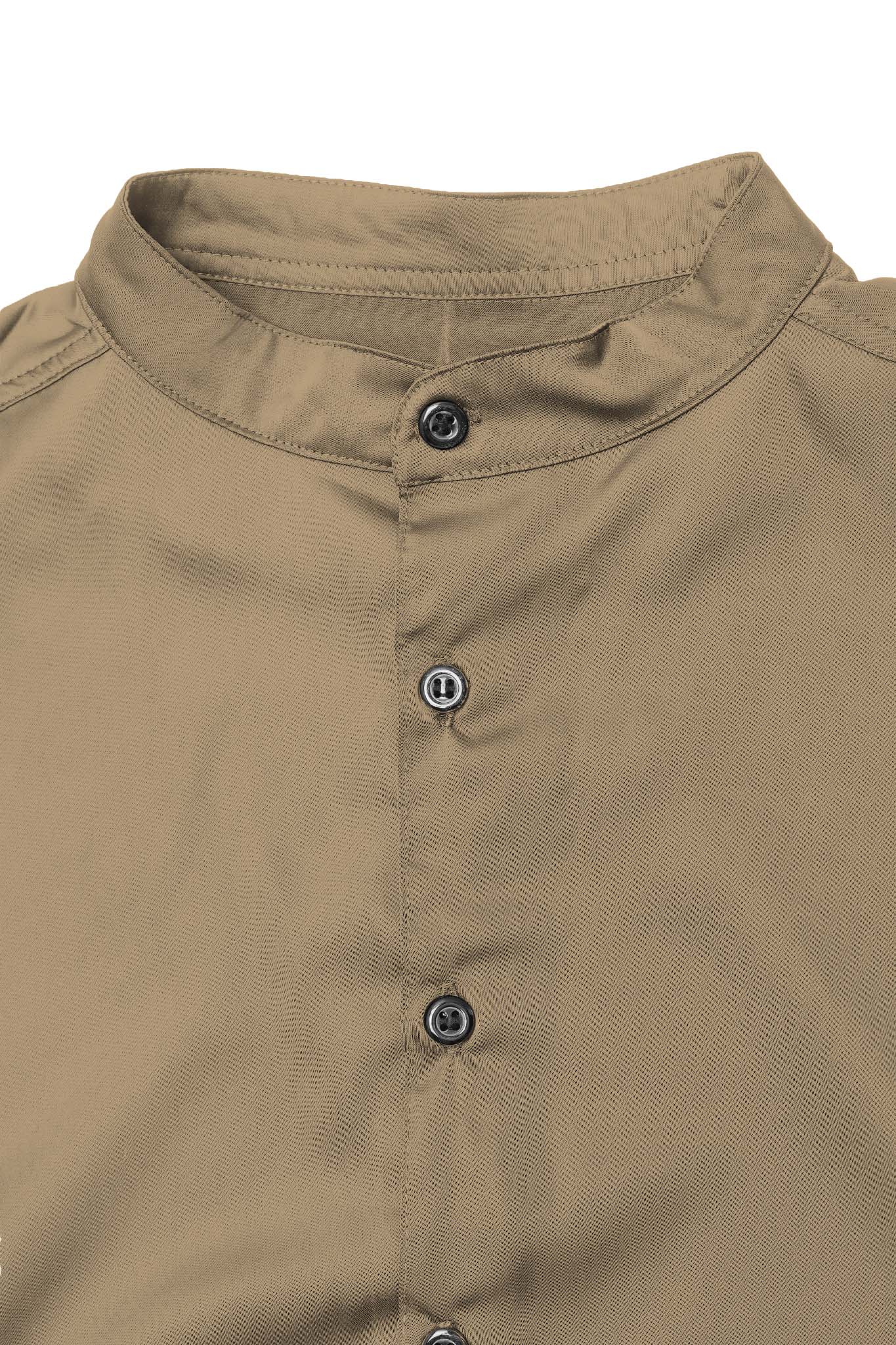 MANDARIN S/S SHIRT IN SIENNA - Image 3