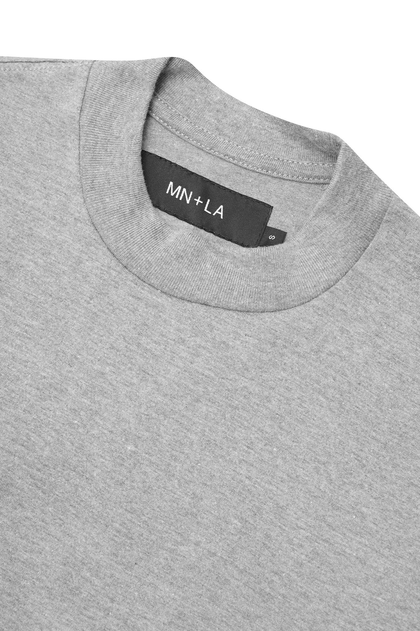 MOCK NECK TEE IN HEATHER GREY - Image 3