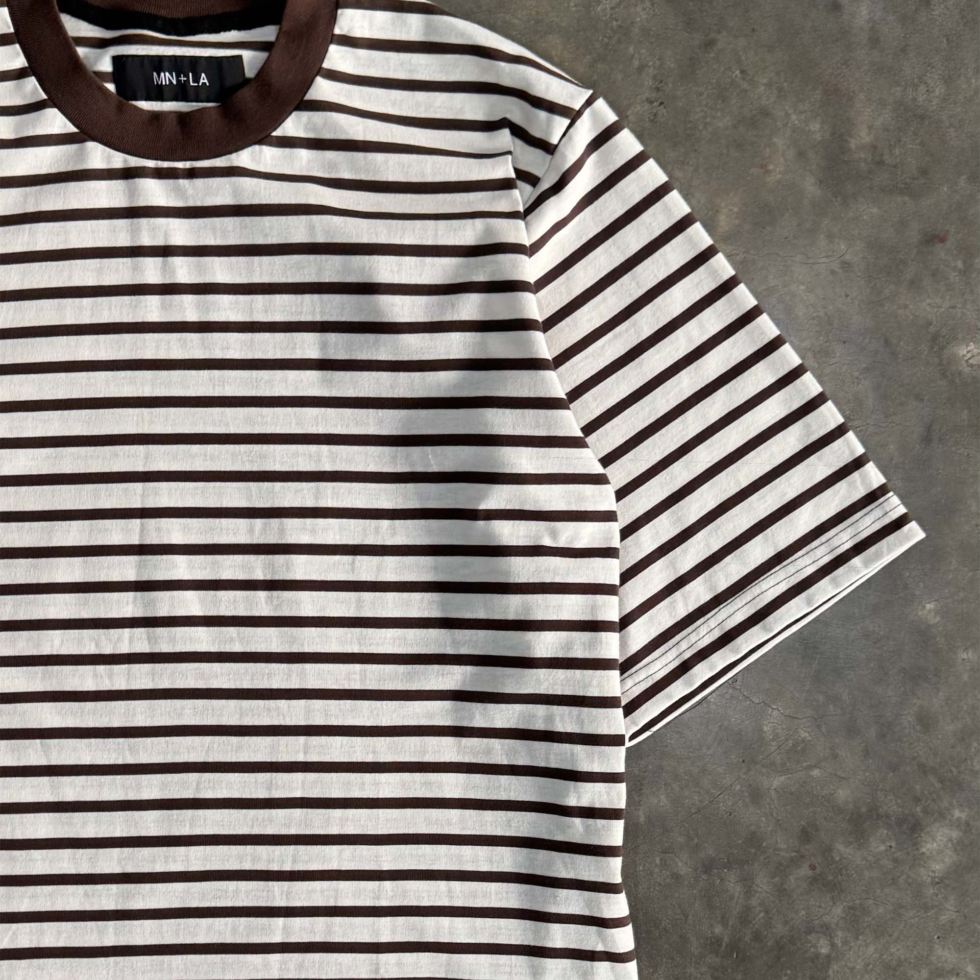 OAT/WOOD STRIPED MOCK NECK TEE V2 - Image 3