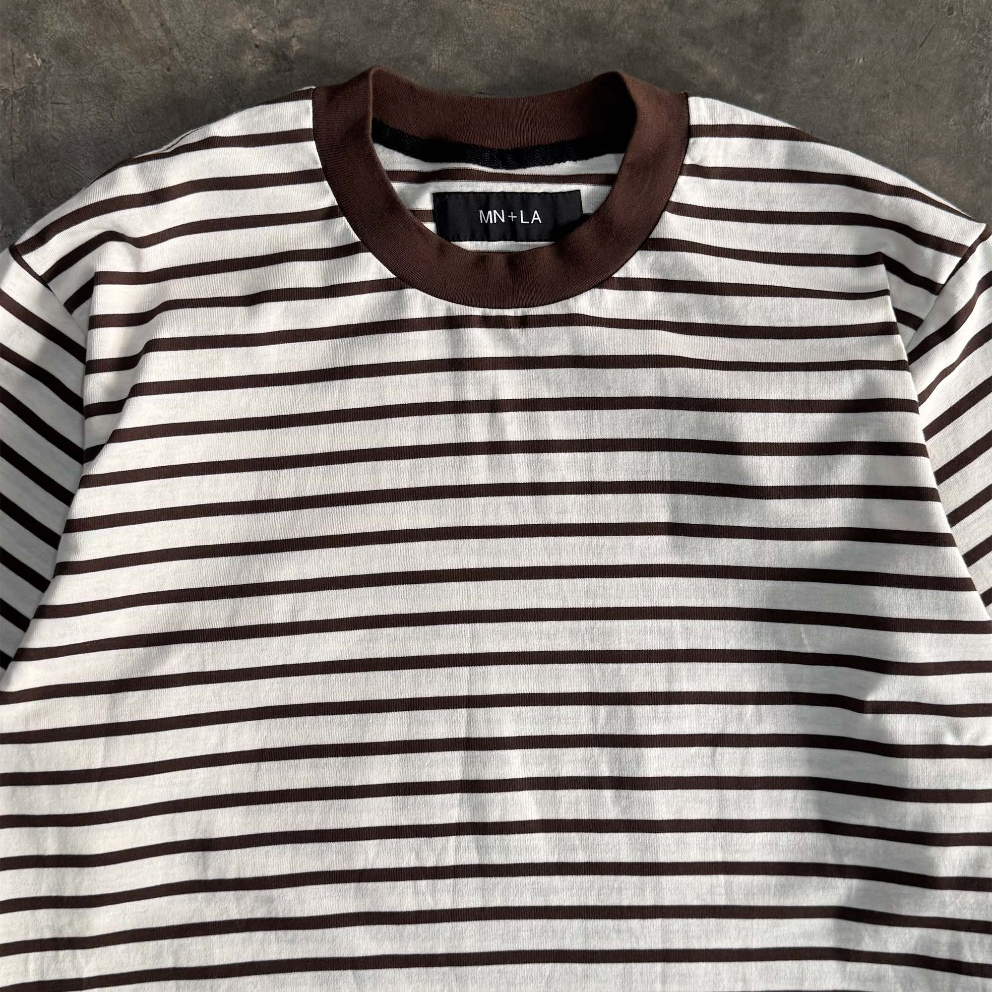 OAT/WOOD STRIPED MOCK NECK TEE V2 - Image 4