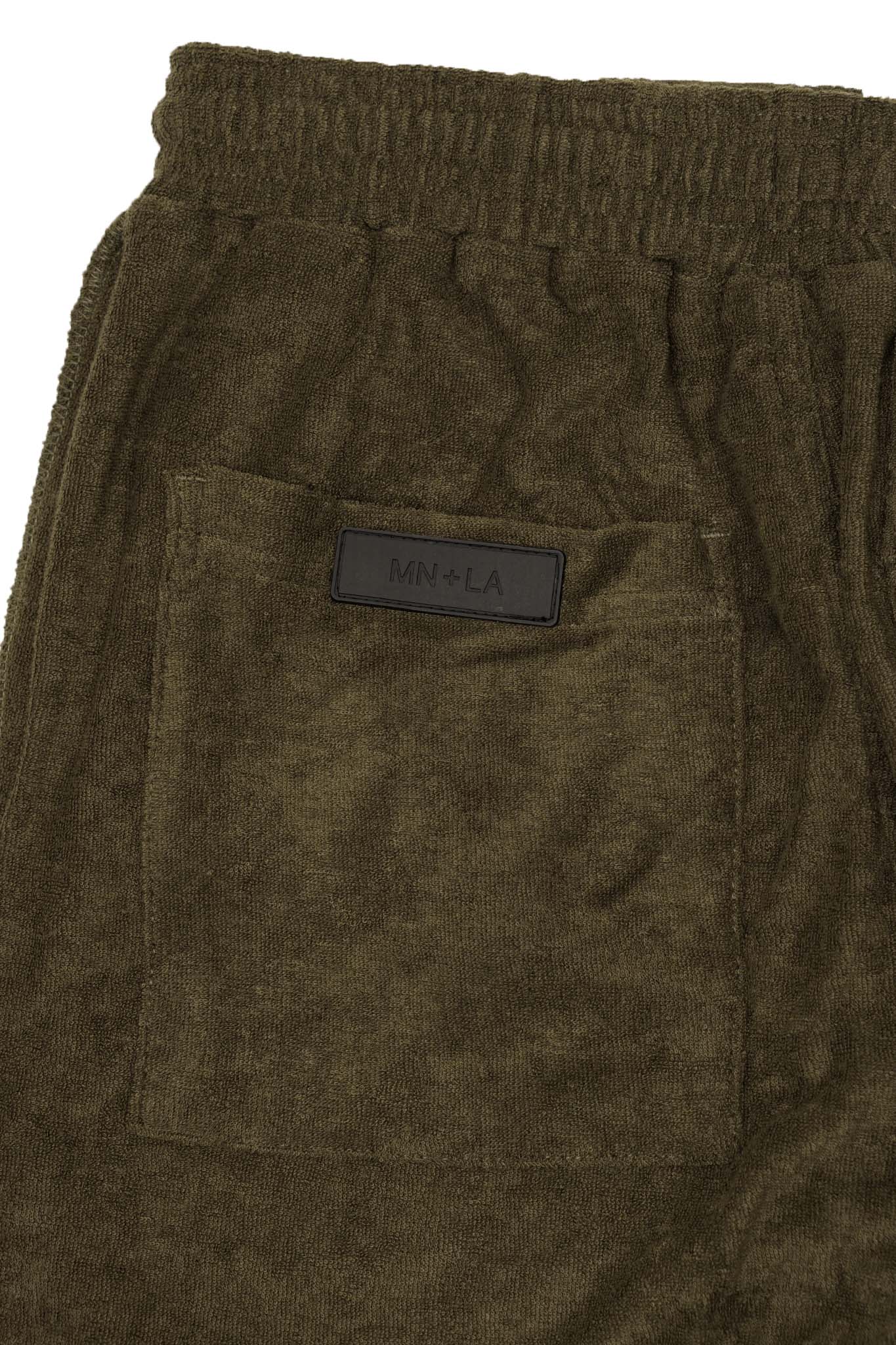 OLIVE TOWEL TERRY RAW FINISH LOUNGE PANTS - Image 10