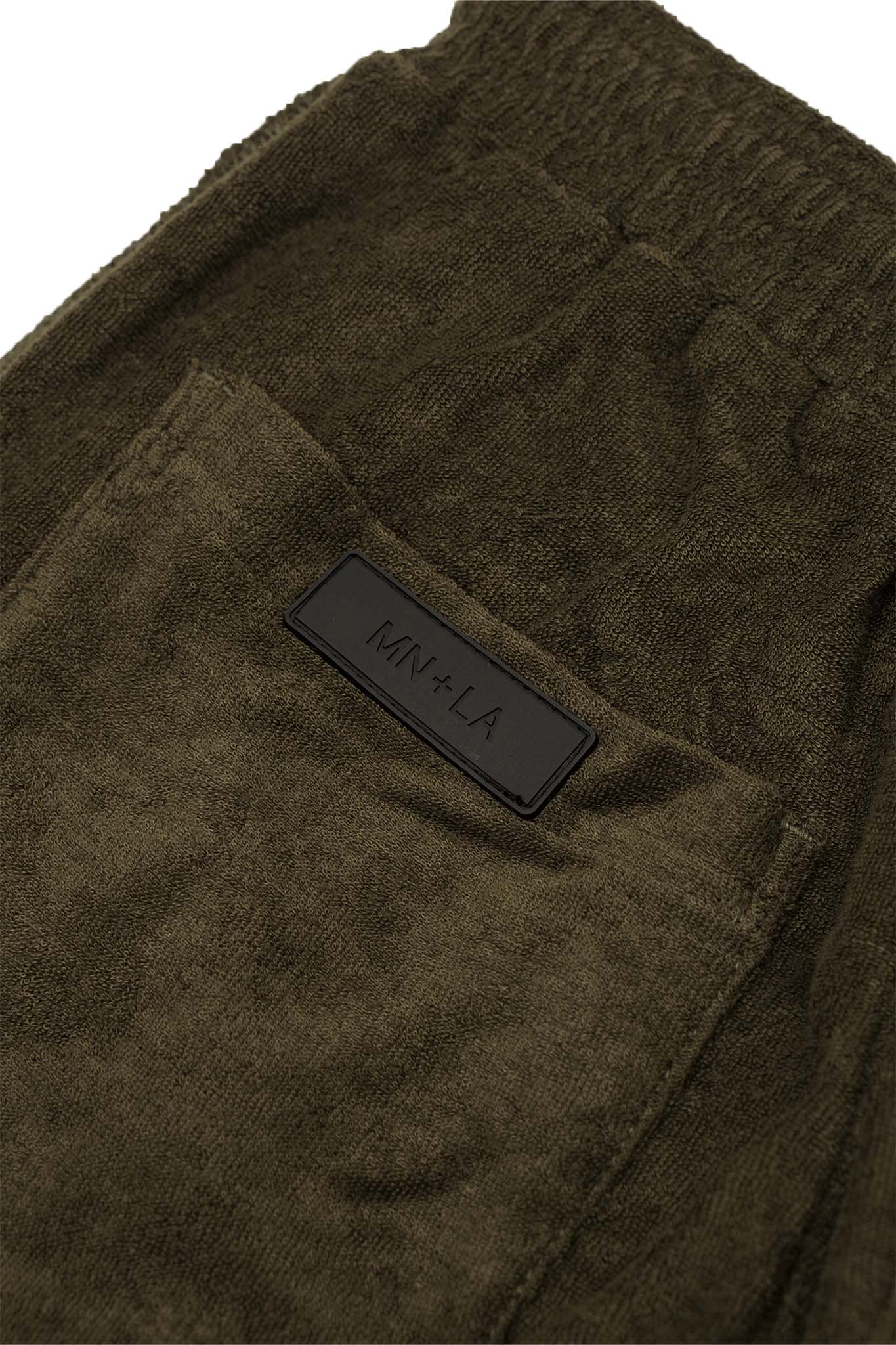 OLIVE TOWEL TERRY RAW FINISH LOUNGE PANTS - Image 11