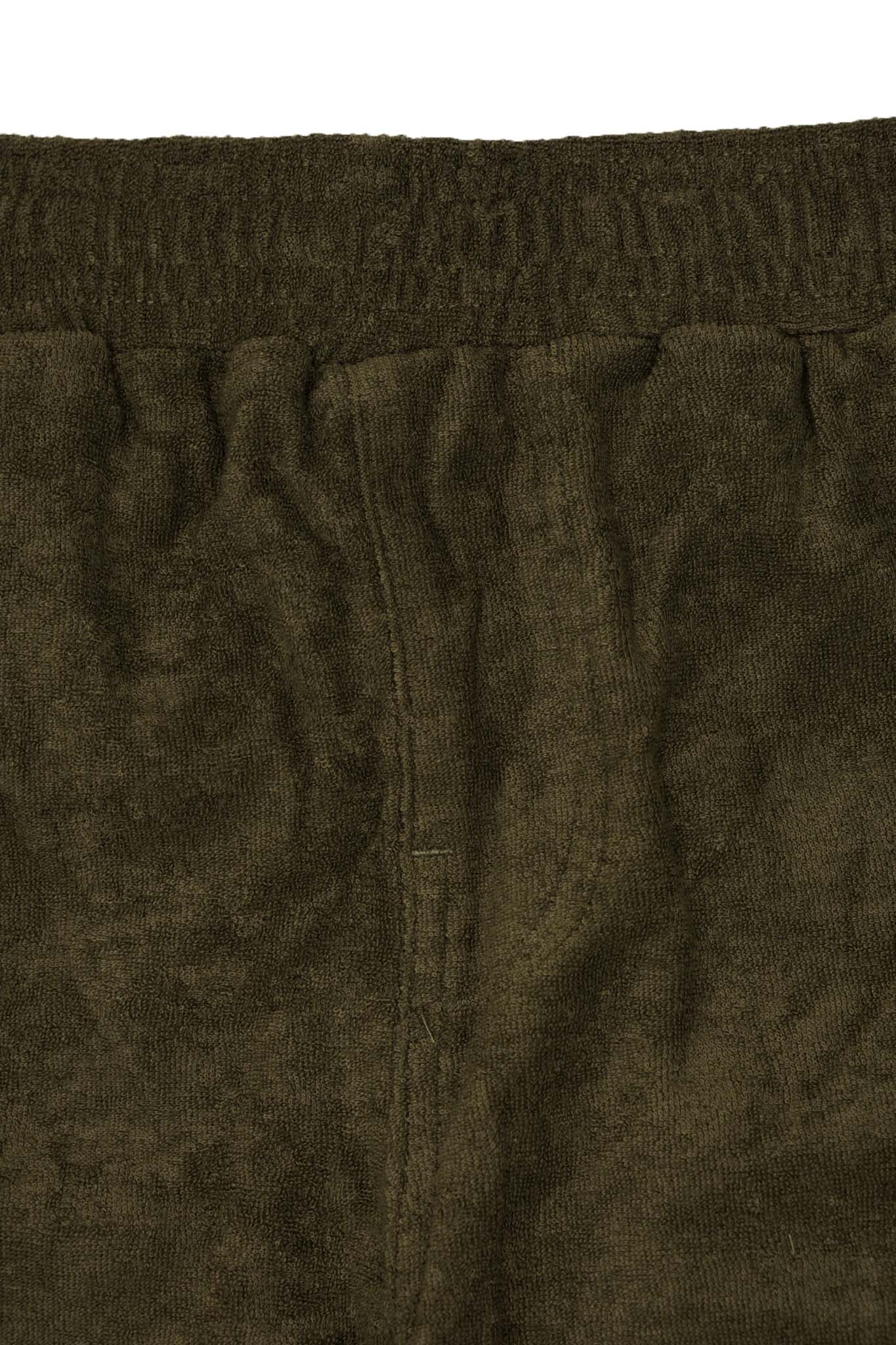 OLIVE TOWEL TERRY RAW FINISH LOUNGE PANTS - Image 5