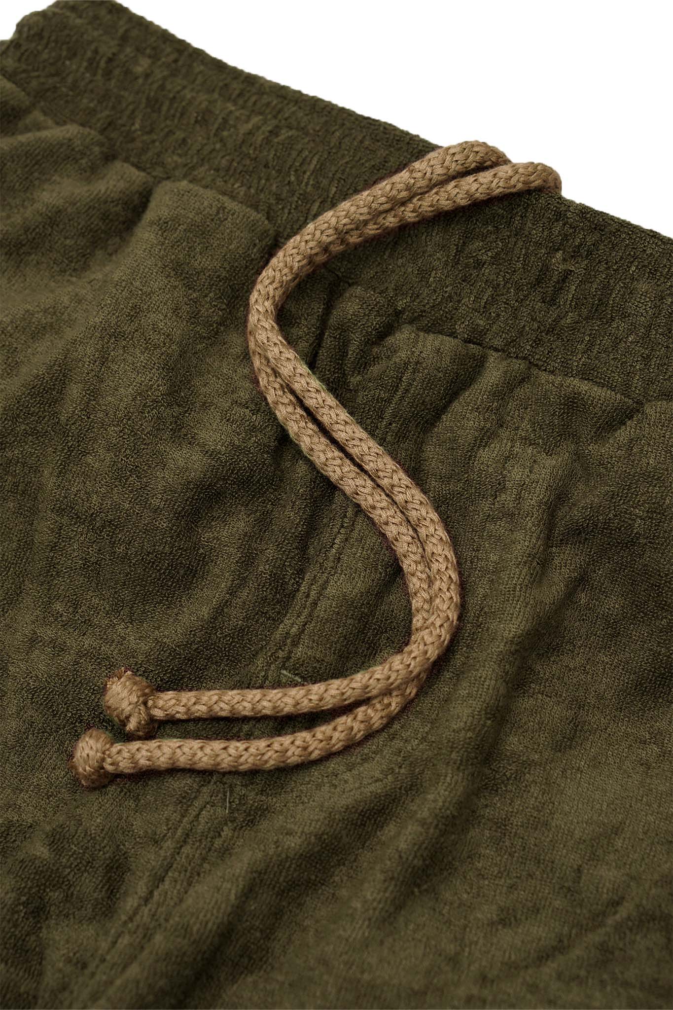 OLIVE TOWEL TERRY RAW FINISH LOUNGE PANTS - Image 7