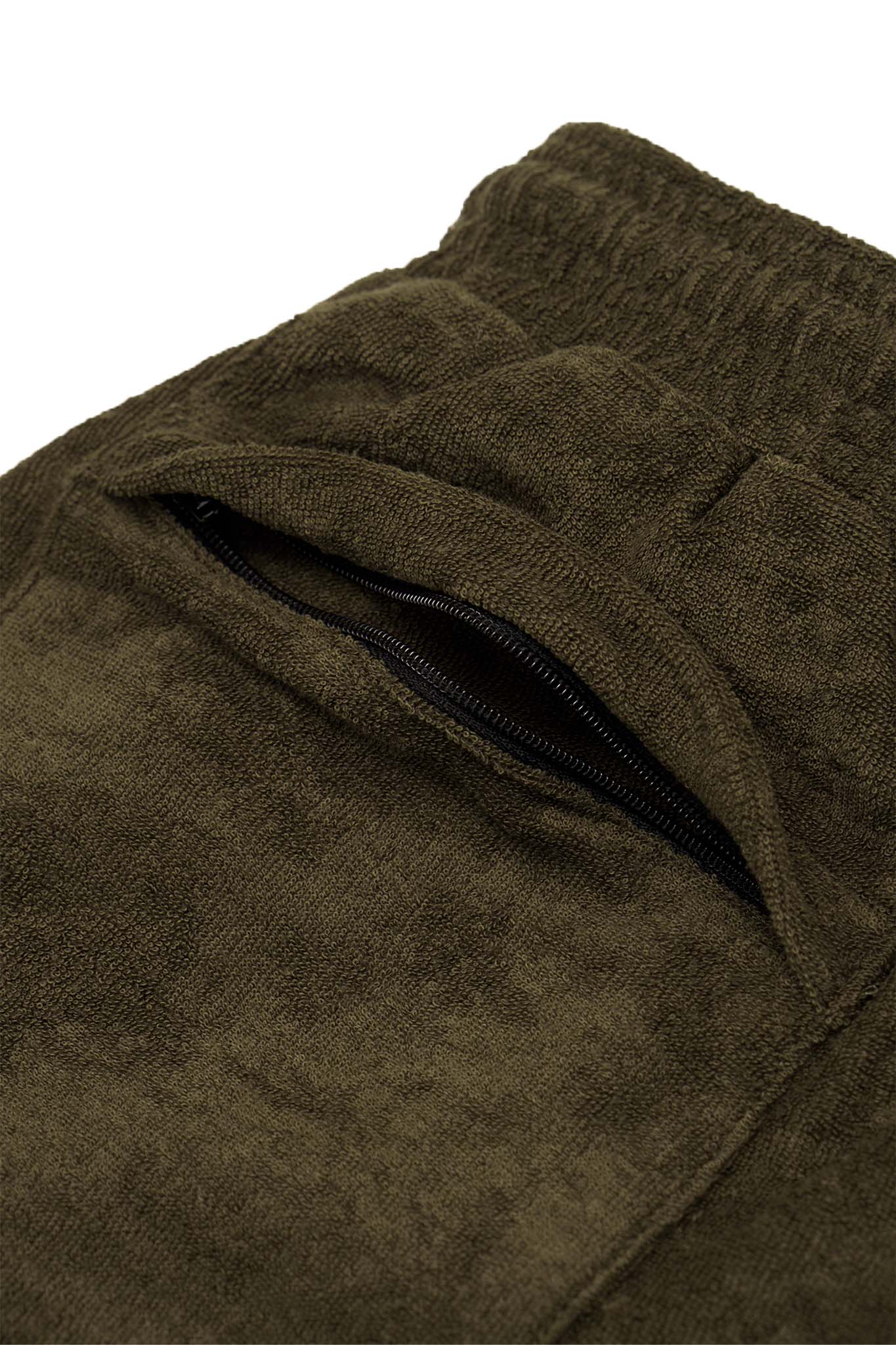 OLIVE TOWEL TERRY RAW FINISH LOUNGE PANTS - Image 8