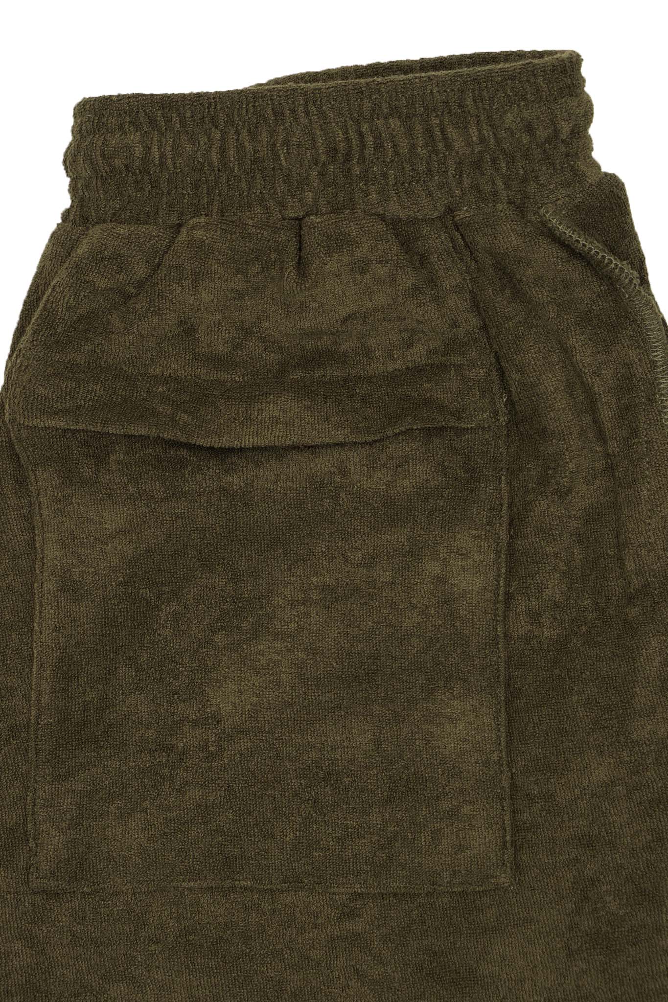 OLIVE TOWEL TERRY RAW FINISH LOUNGE PANTS - Image 9