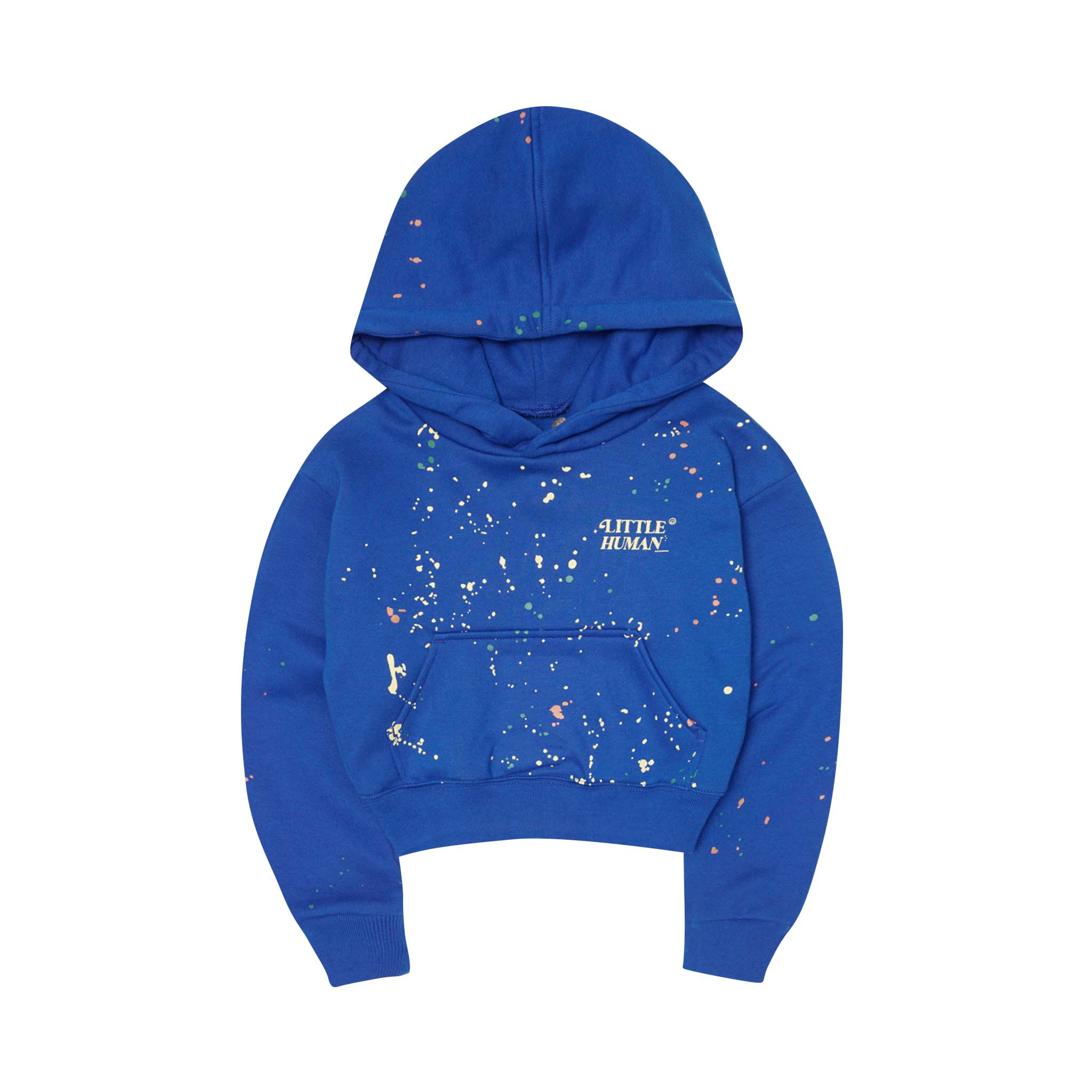 "PAINT SPLAT" LITTLE HUMAN™ HOODIE IN ELECTRIC BLUE - Image 2