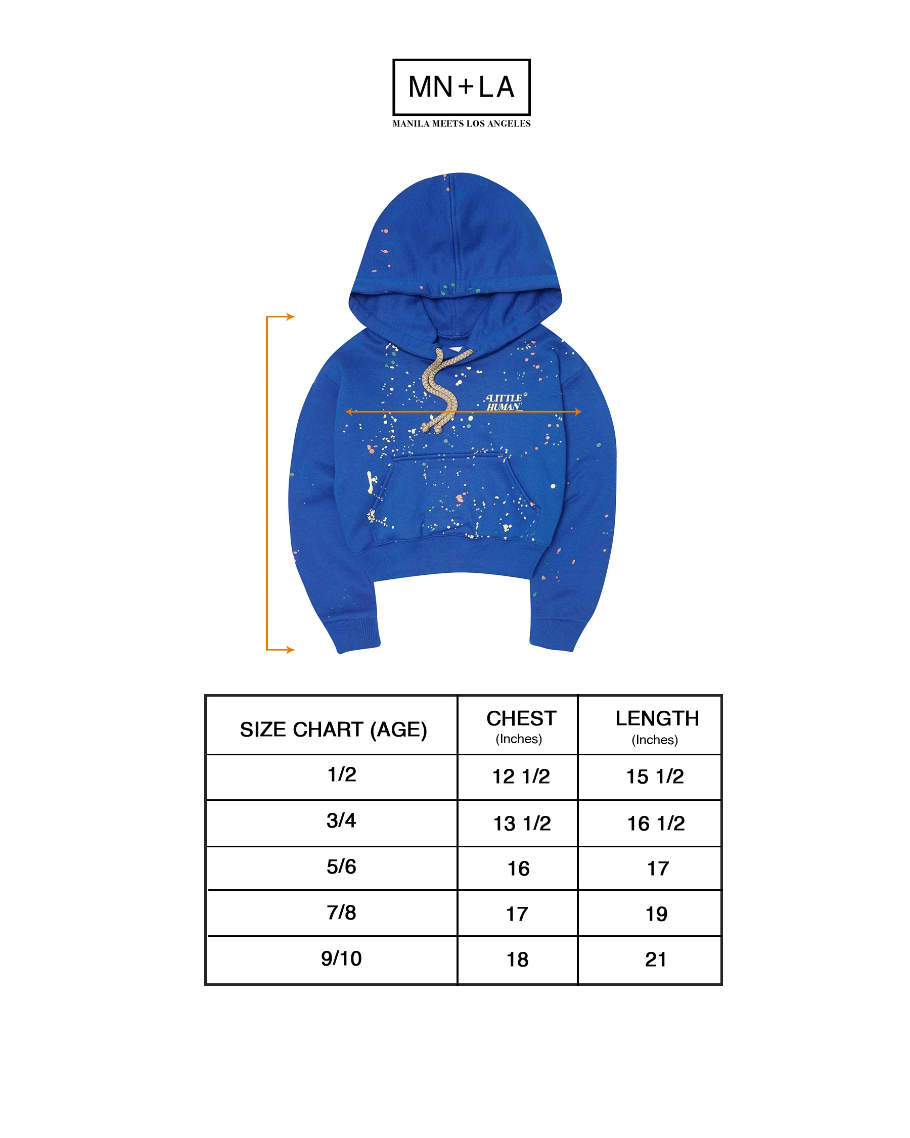 "PAINT SPLAT" LITTLE HUMAN™ HOODIE IN ELECTRIC BLUE - Image 4