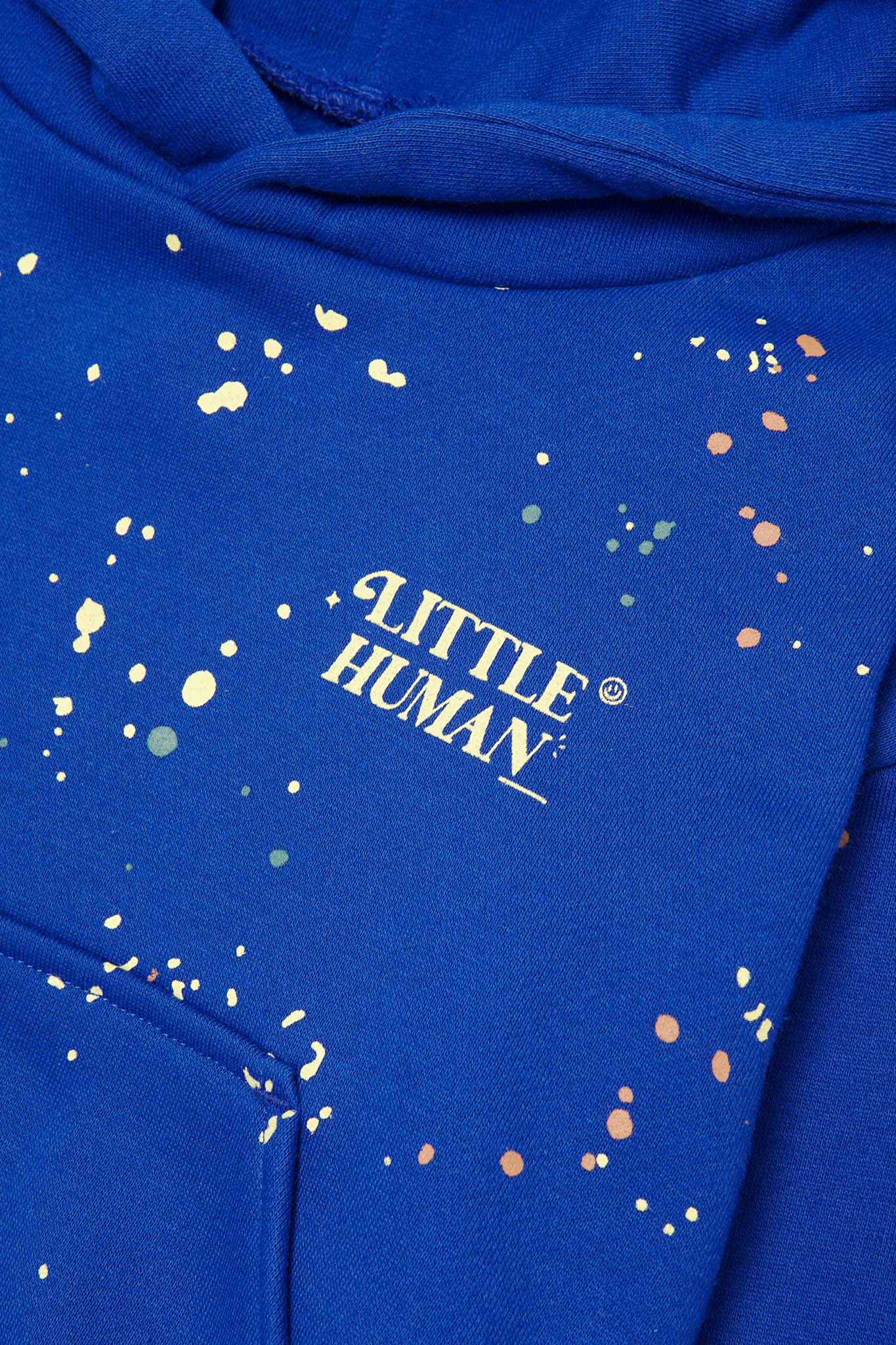 "PAINT SPLAT" LITTLE HUMAN™ HOODIE IN ELECTRIC BLUE - Image 9