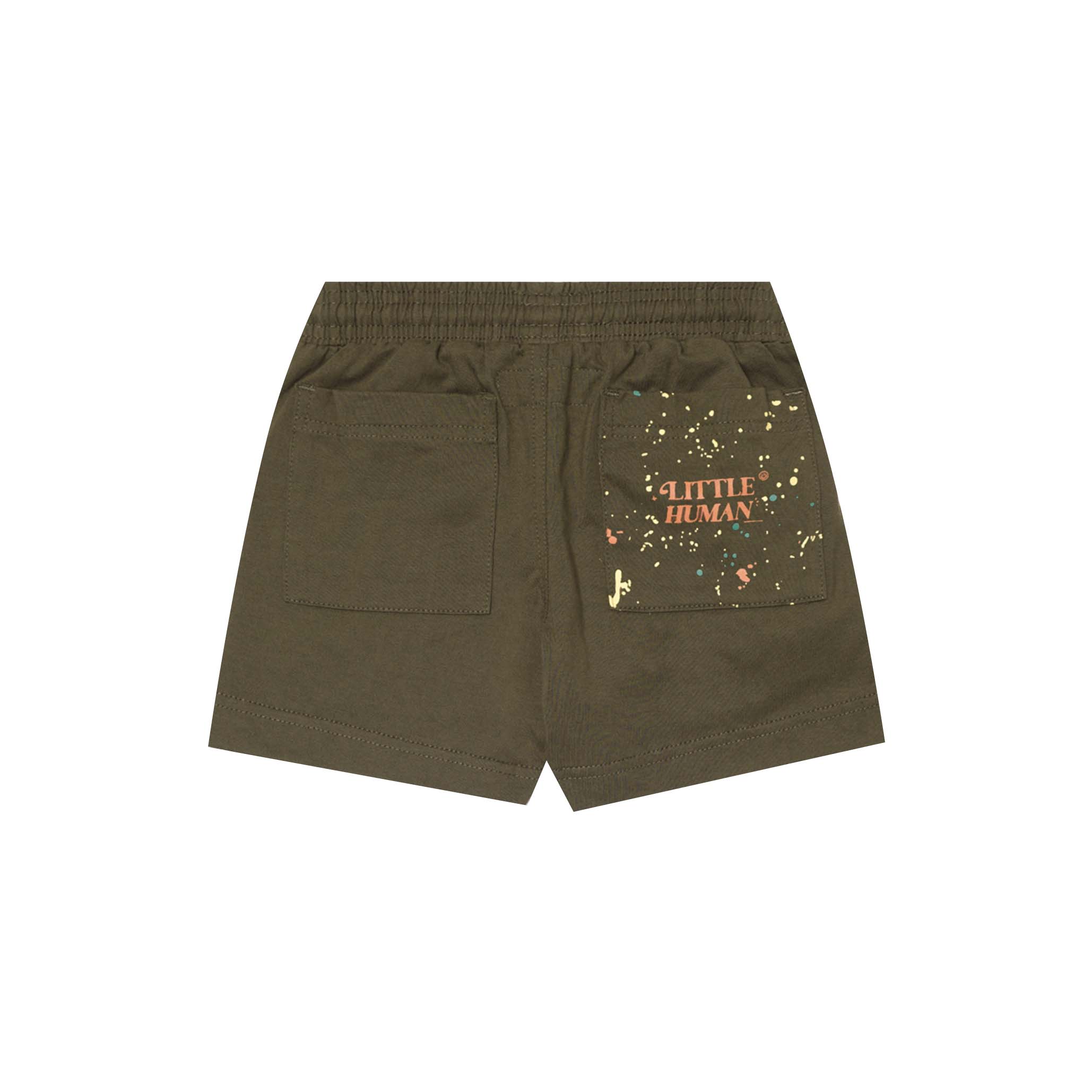 "PAINT SPLAT" LITTLE HUMAN™ PLEATED SHORTS IN OLIVE - Image 3
