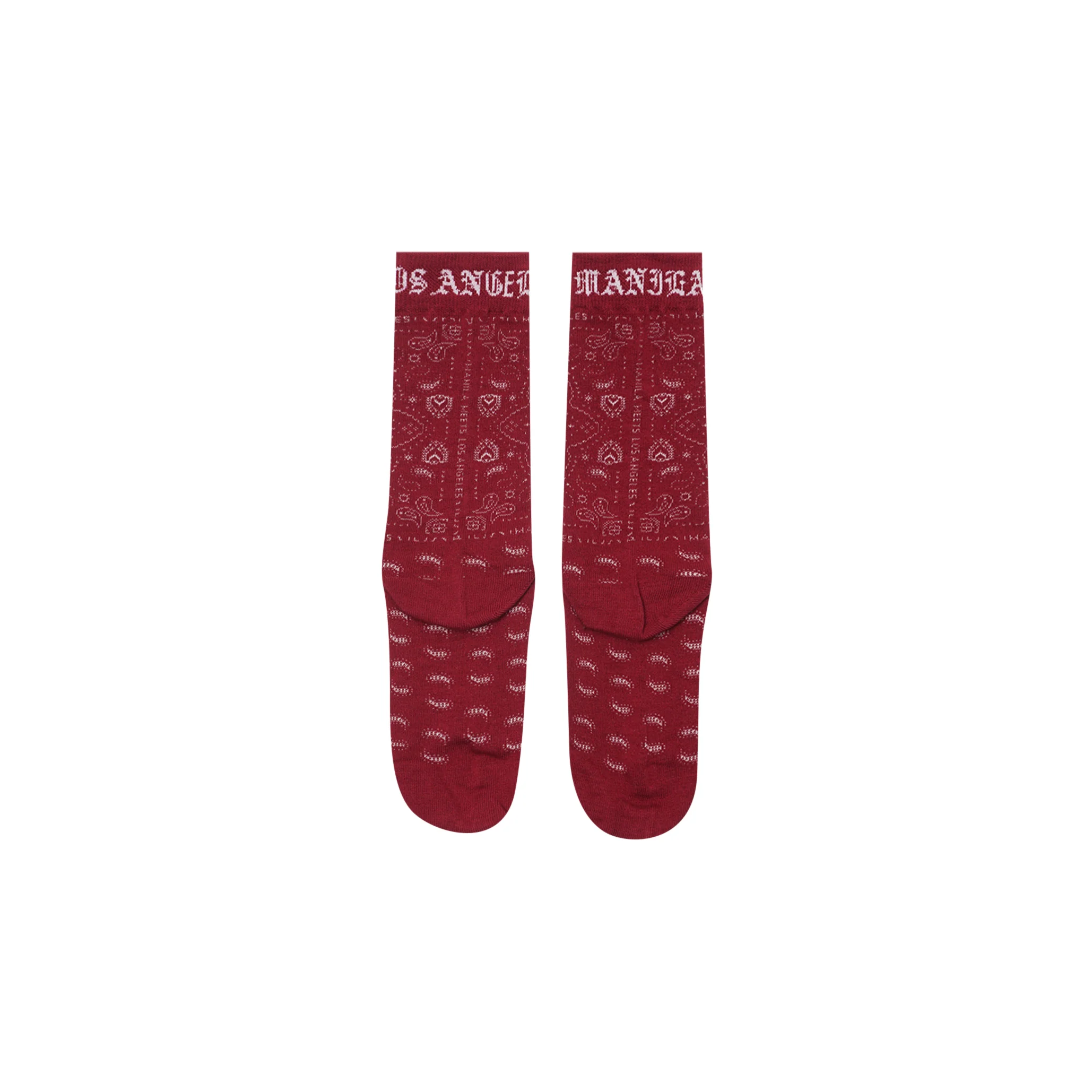 "PEACE PAISLEY" BANDANA SOCK IN BLOOD RED - Image 2