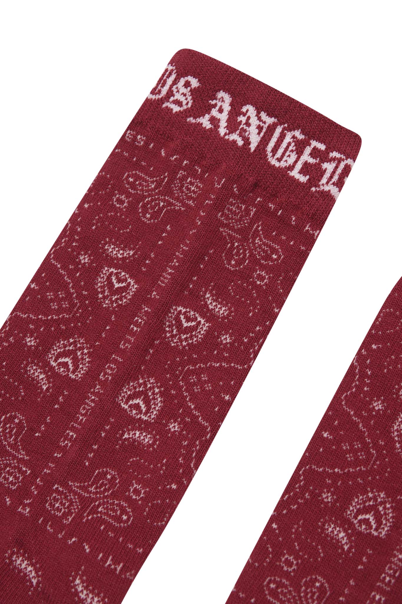 "PEACE PAISLEY" BANDANA SOCK IN BLOOD RED - Image 3