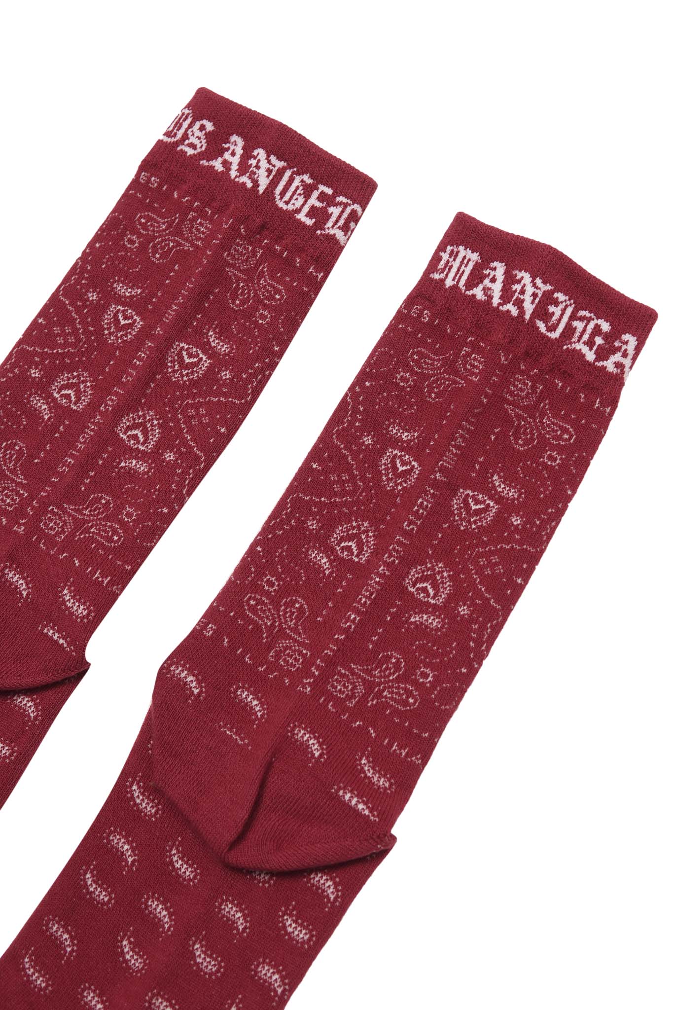 "PEACE PAISLEY" BANDANA SOCK IN BLOOD RED - Image 4