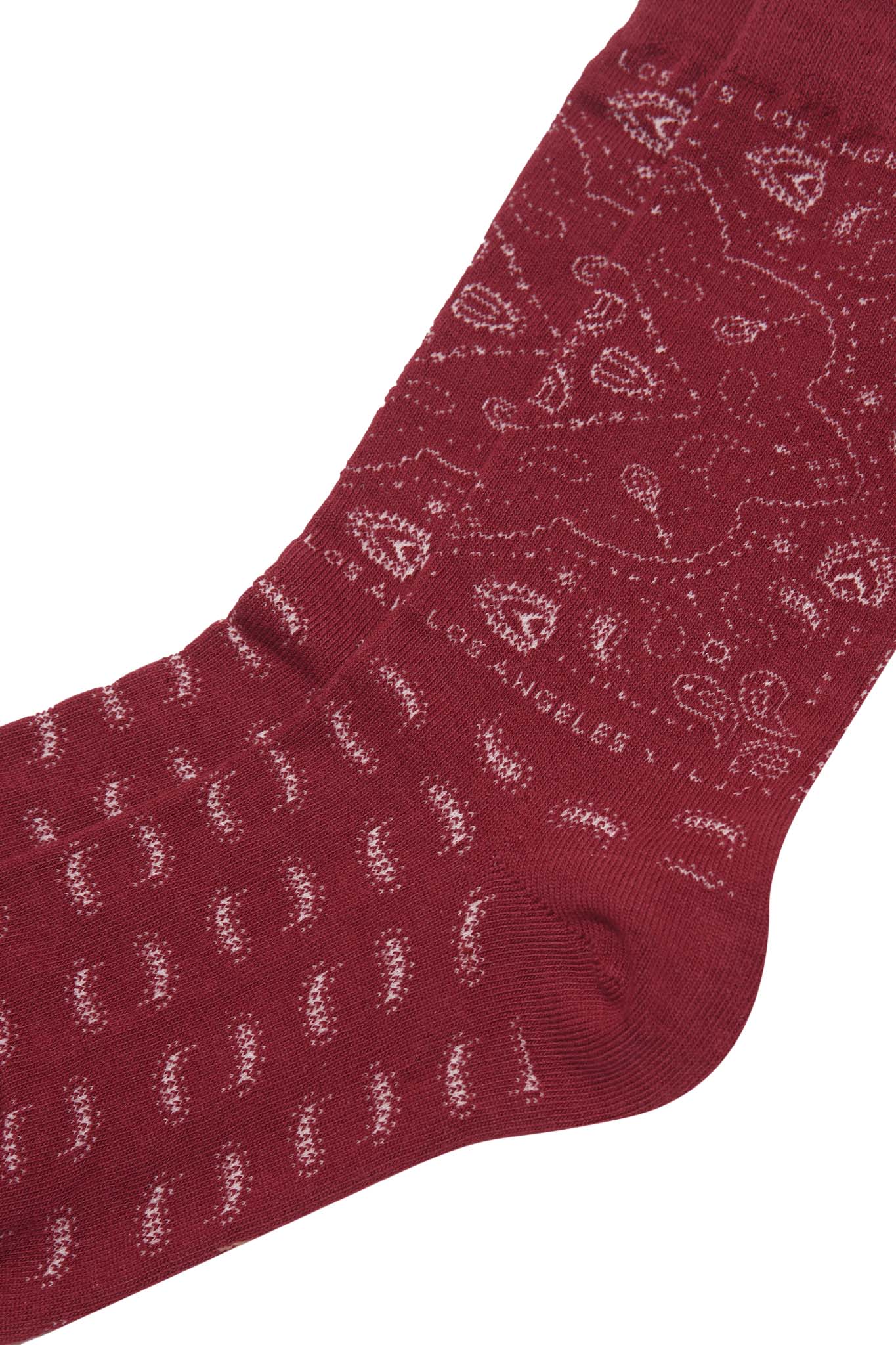 "PEACE PAISLEY" BANDANA SOCK IN BLOOD RED - Image 5