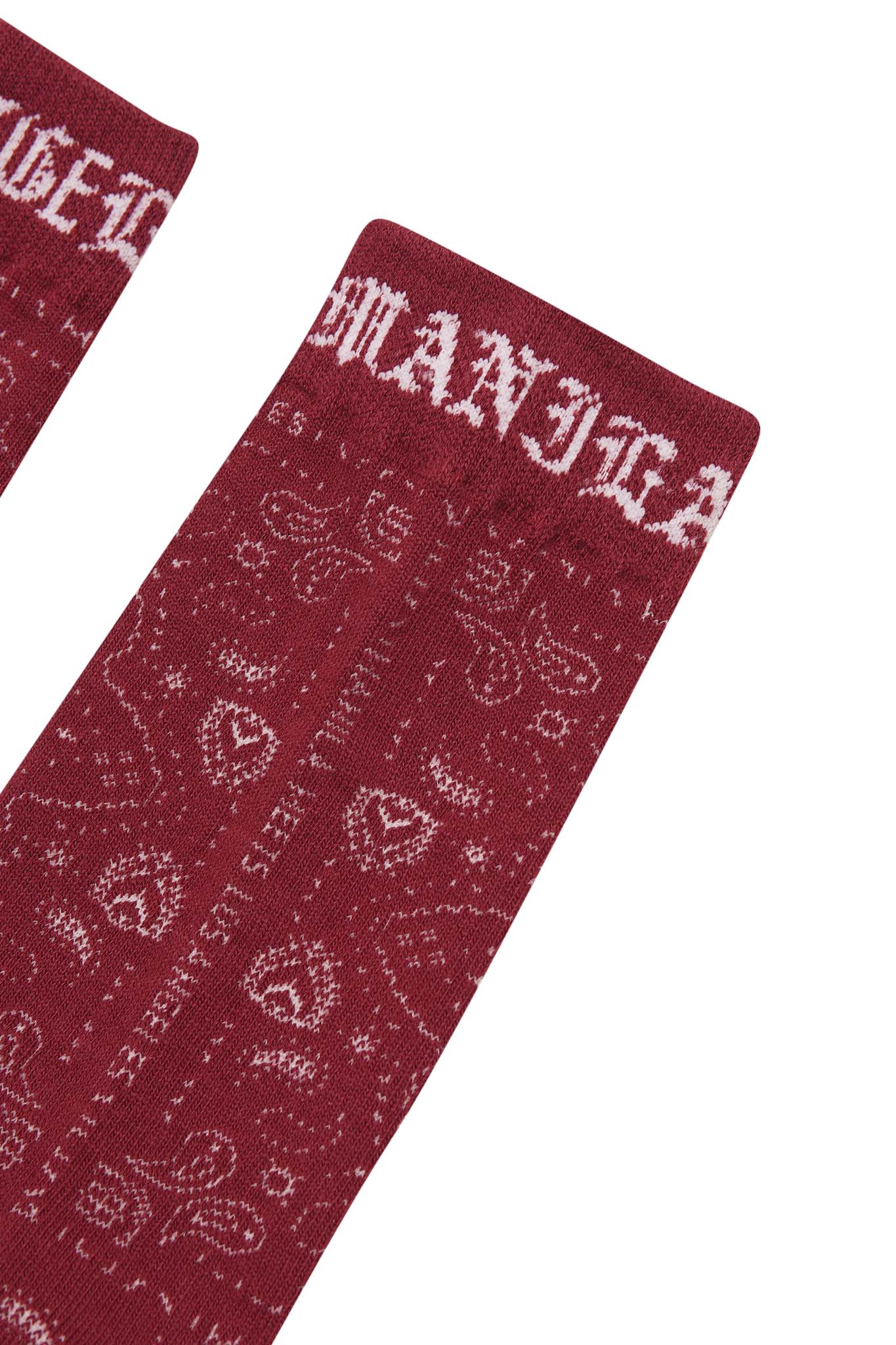 "PEACE PAISLEY" BANDANA SOCK IN BLOOD RED - Image 7